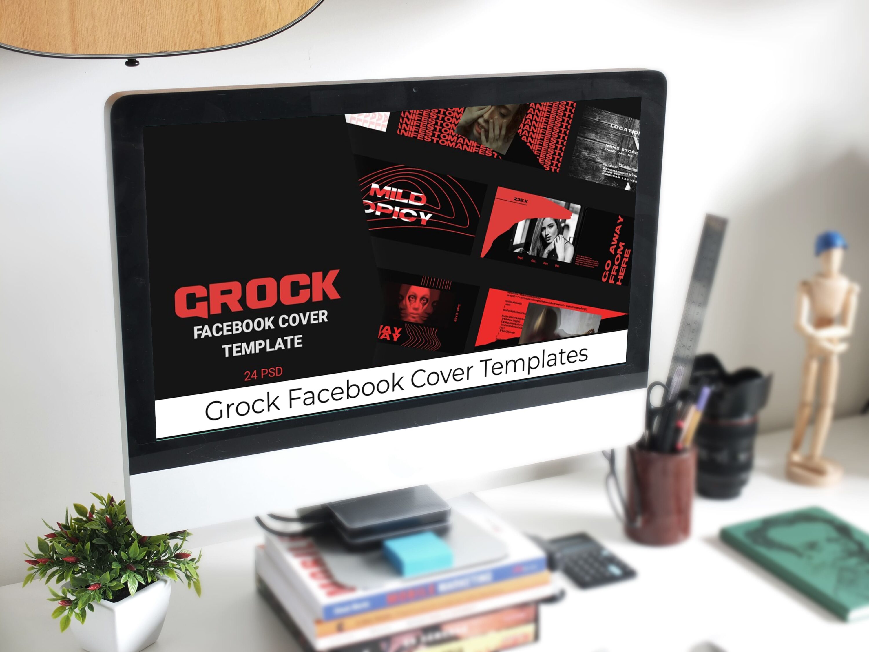 Desktop option of the Grock Facebook Cover Templates.