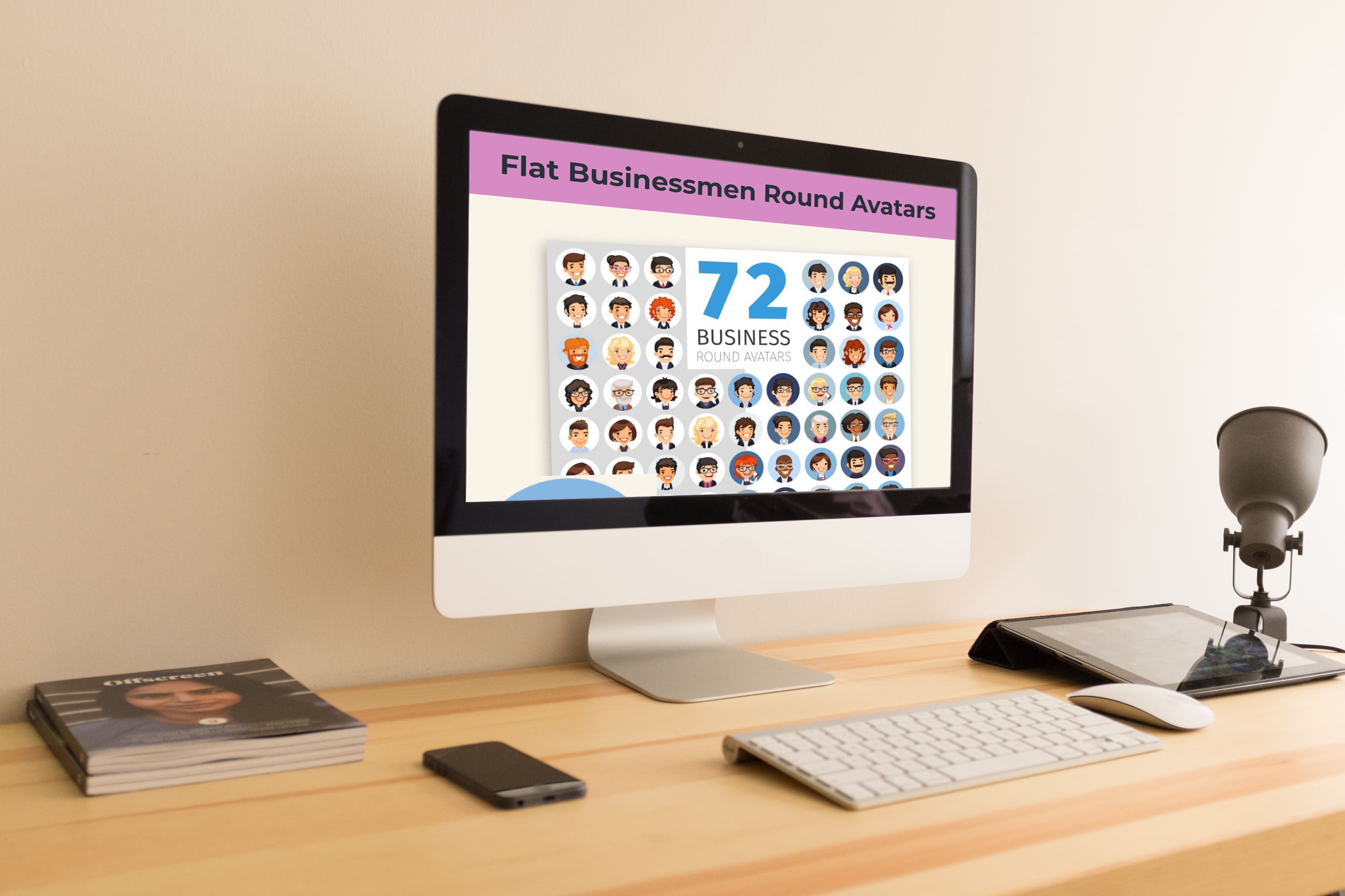 Desktop option of the Flat Businessmen Round Avatars.