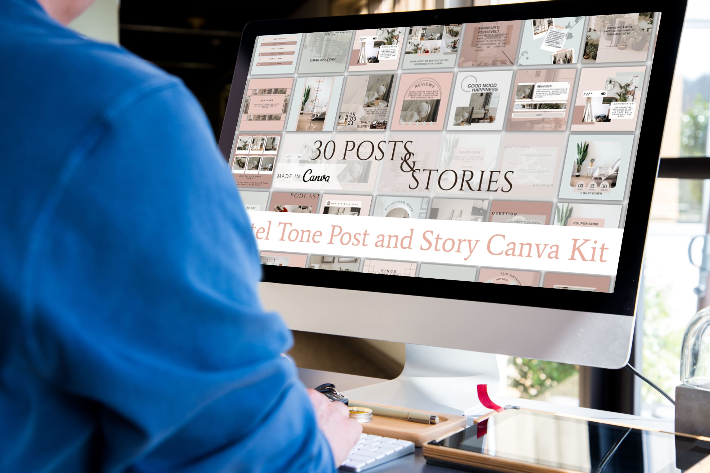 Desktop option of the Pastel Tone Post and Story Canva Kit.