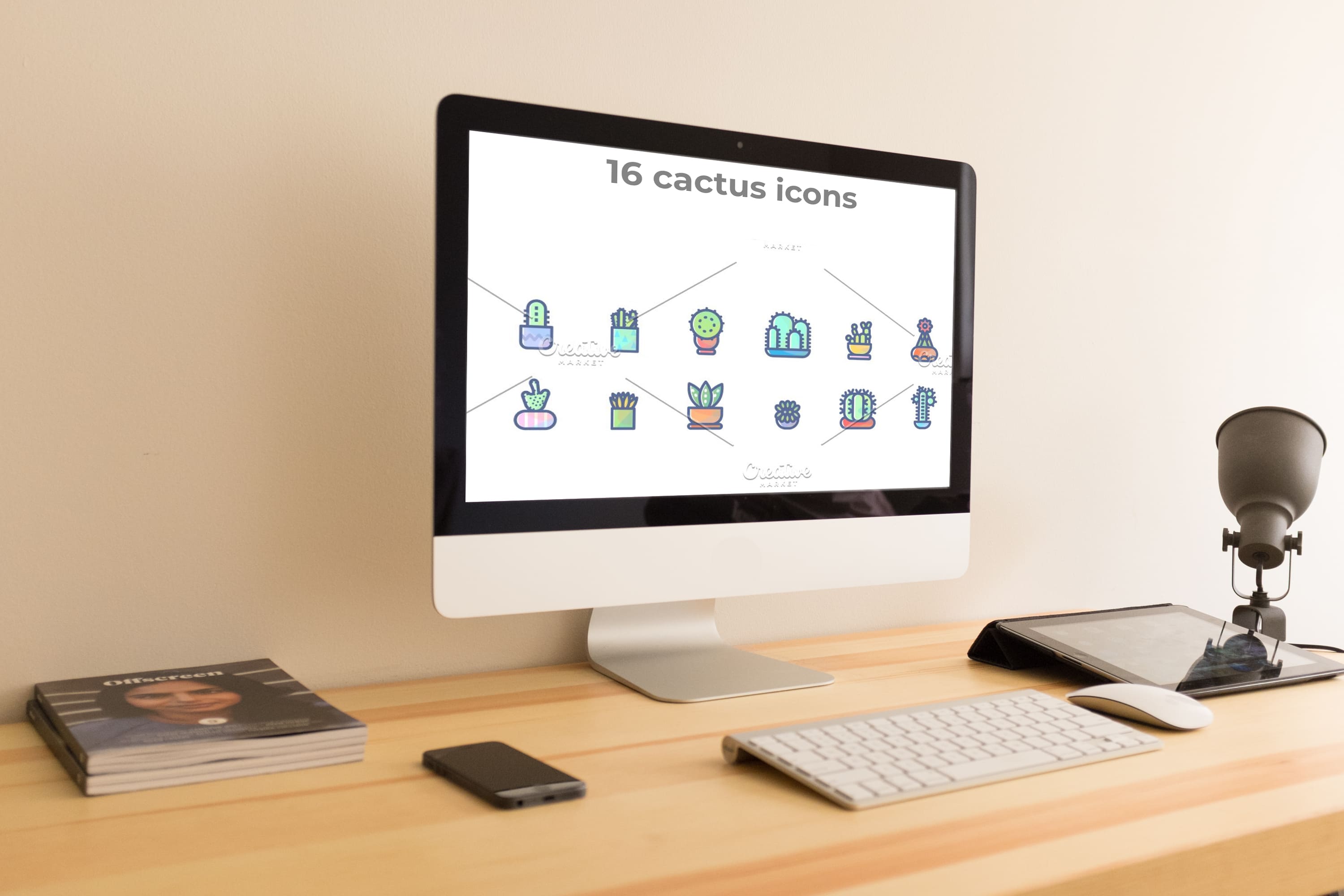 Desktop option of the 16 cactus icons.