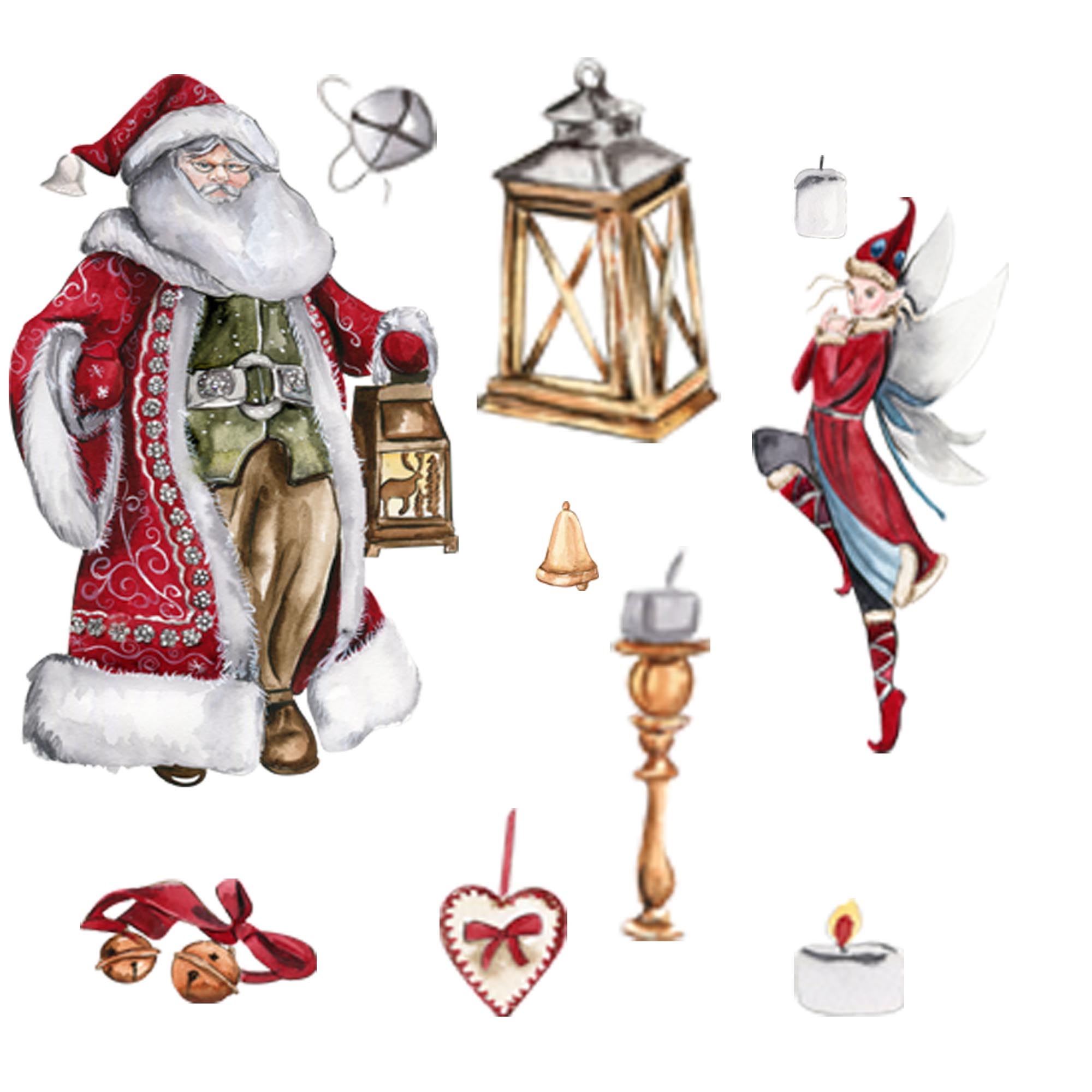 Watercolor Christmas Gnomes Village Clipart cover image.