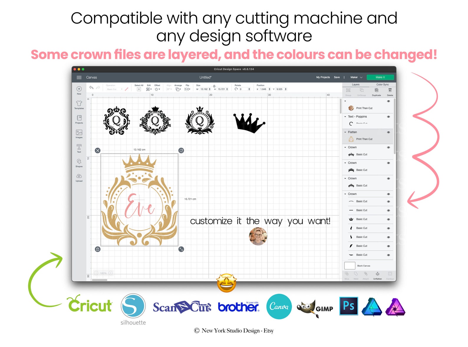 Compatibility with any cutting machine and any design software.
