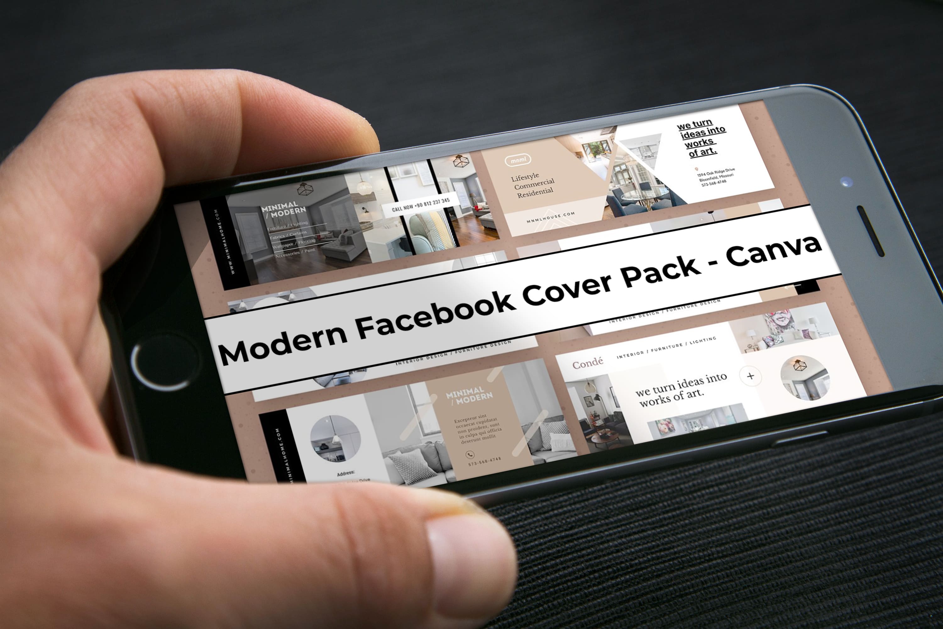 Mobile option of the Modern Facebook Cover Pack - Canva.