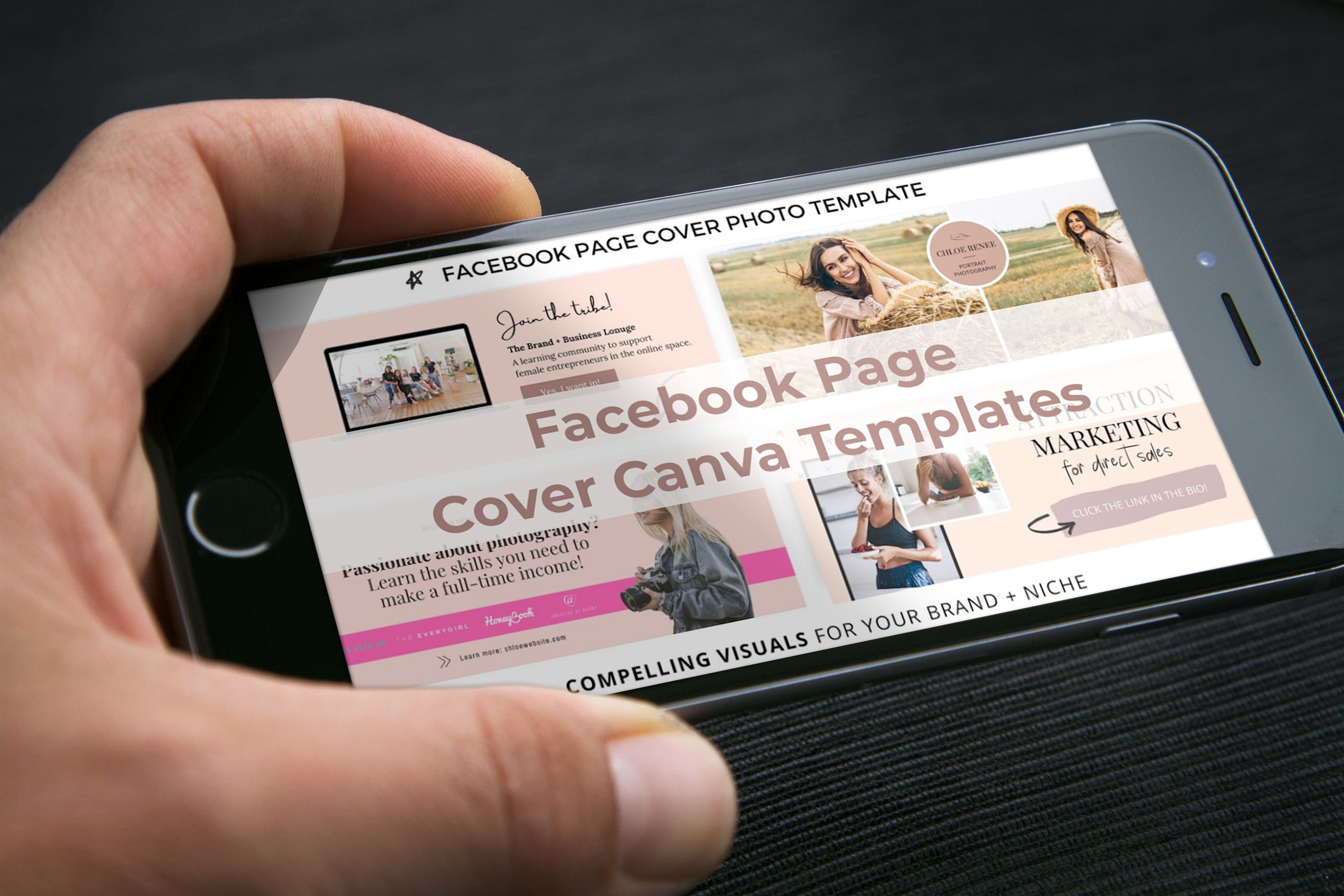 Mobile option of the Facebook Page Cover Canva Templates.