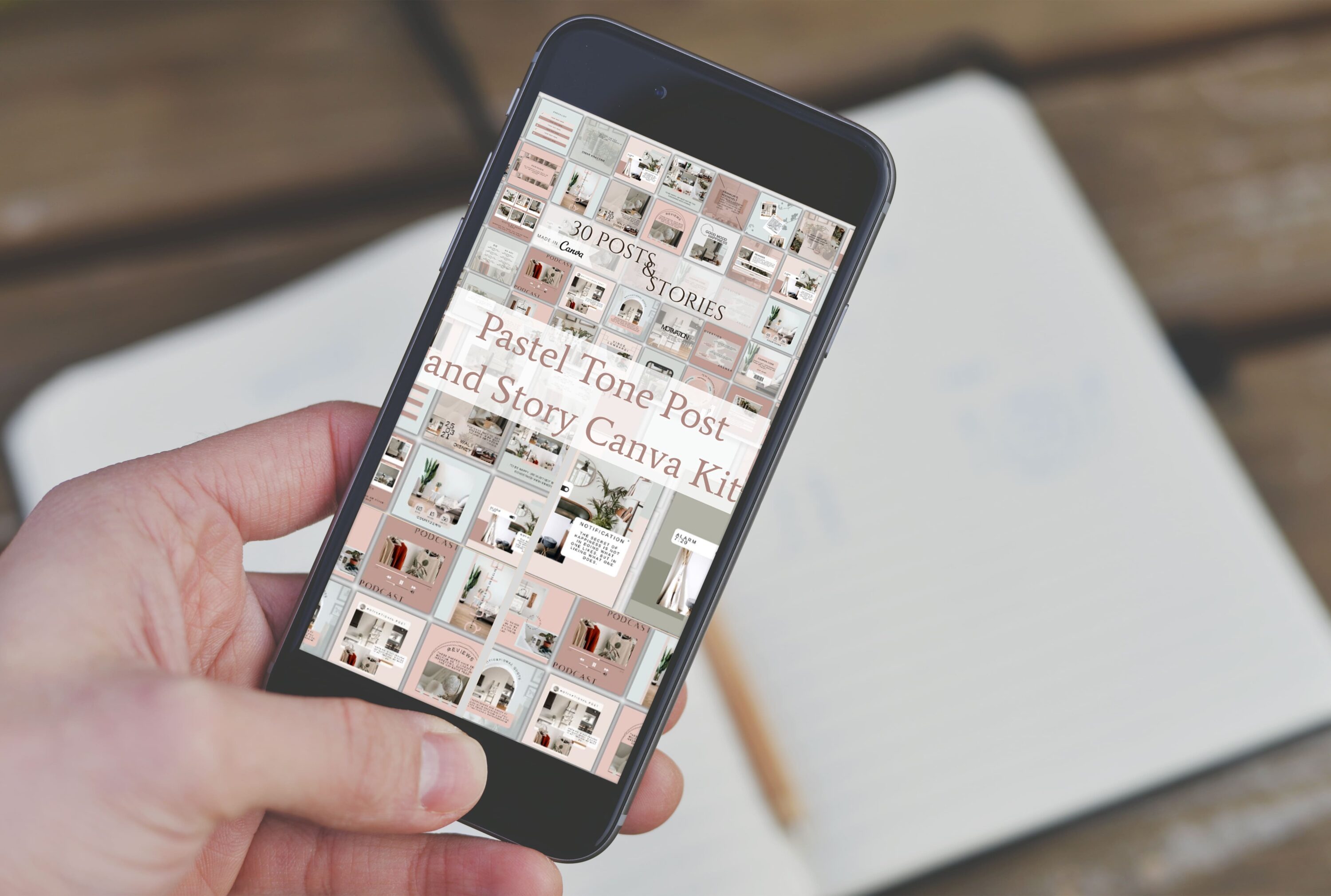 Mobile option of the Pastel Tone Post and Story Canva Kit.