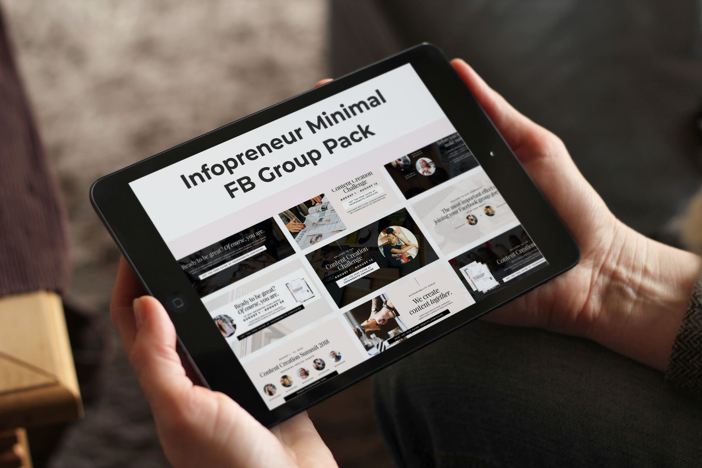 Tablet option of the Infopreneur Minimal FB Group Pack.