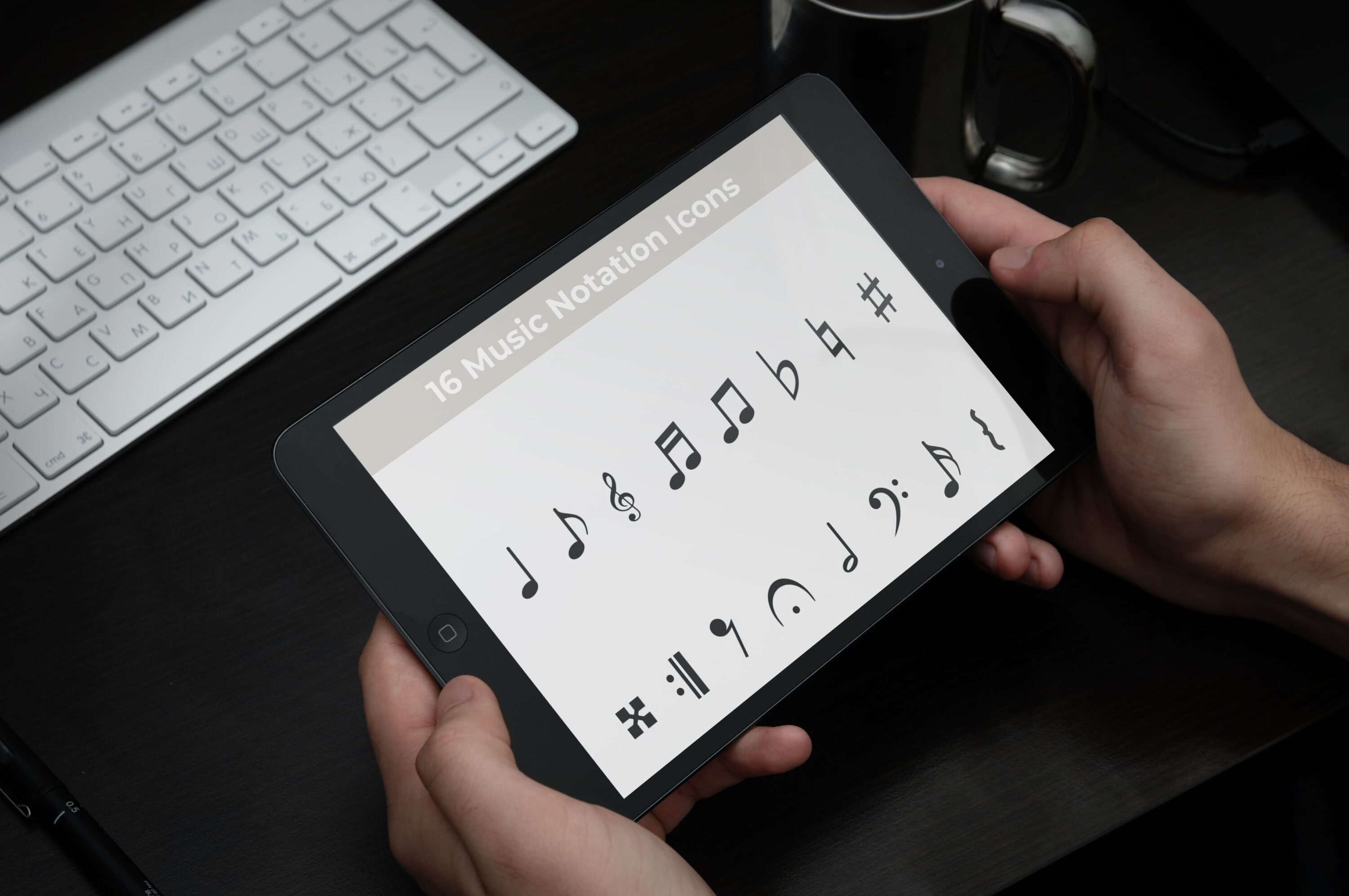 Tablet option of the 16 Music Notation Icons.