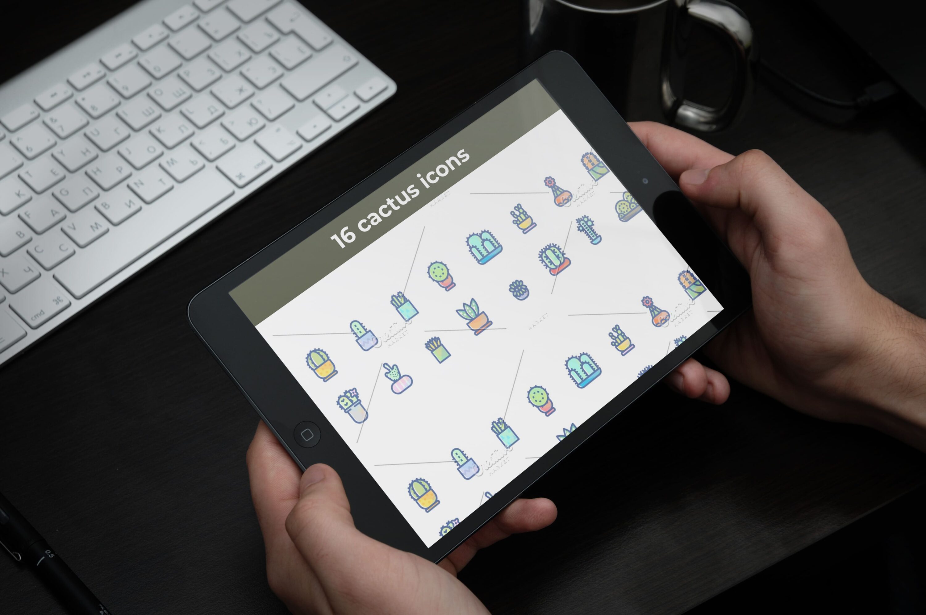 Tablet option of the 16 cactus icons.