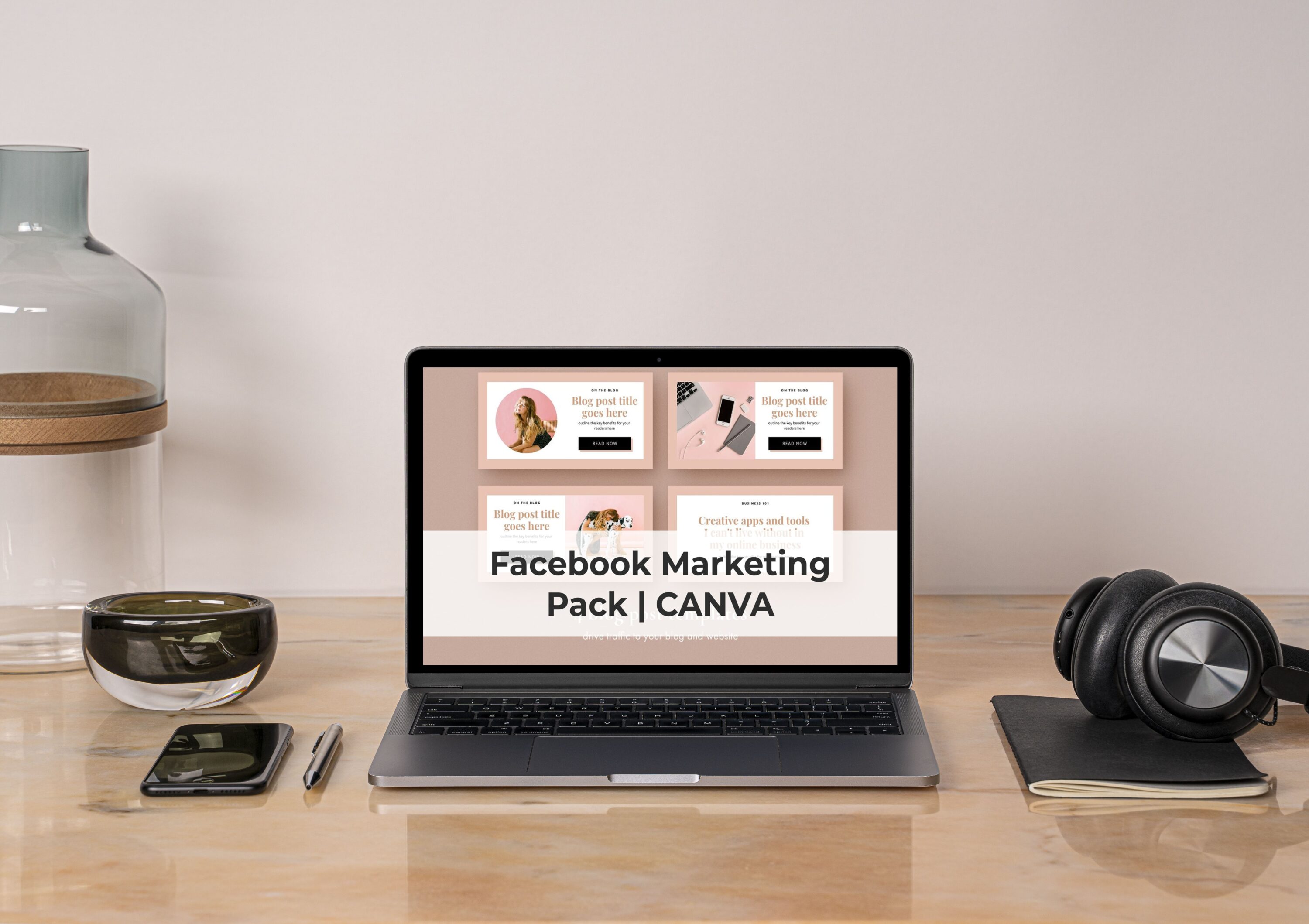 Laptop option of the Facebook Marketing Pack | CANVA.