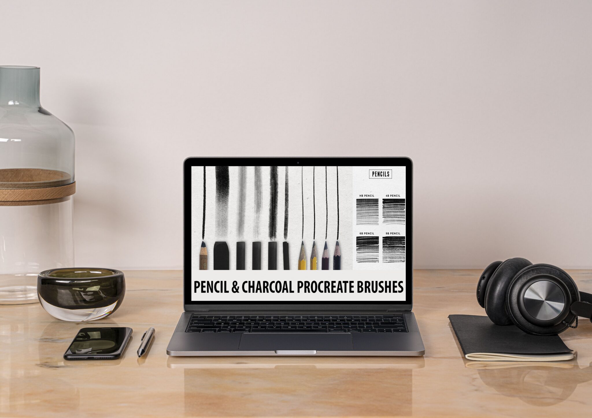 Pencil & Charcoal Procreate Brushes MasterBundles