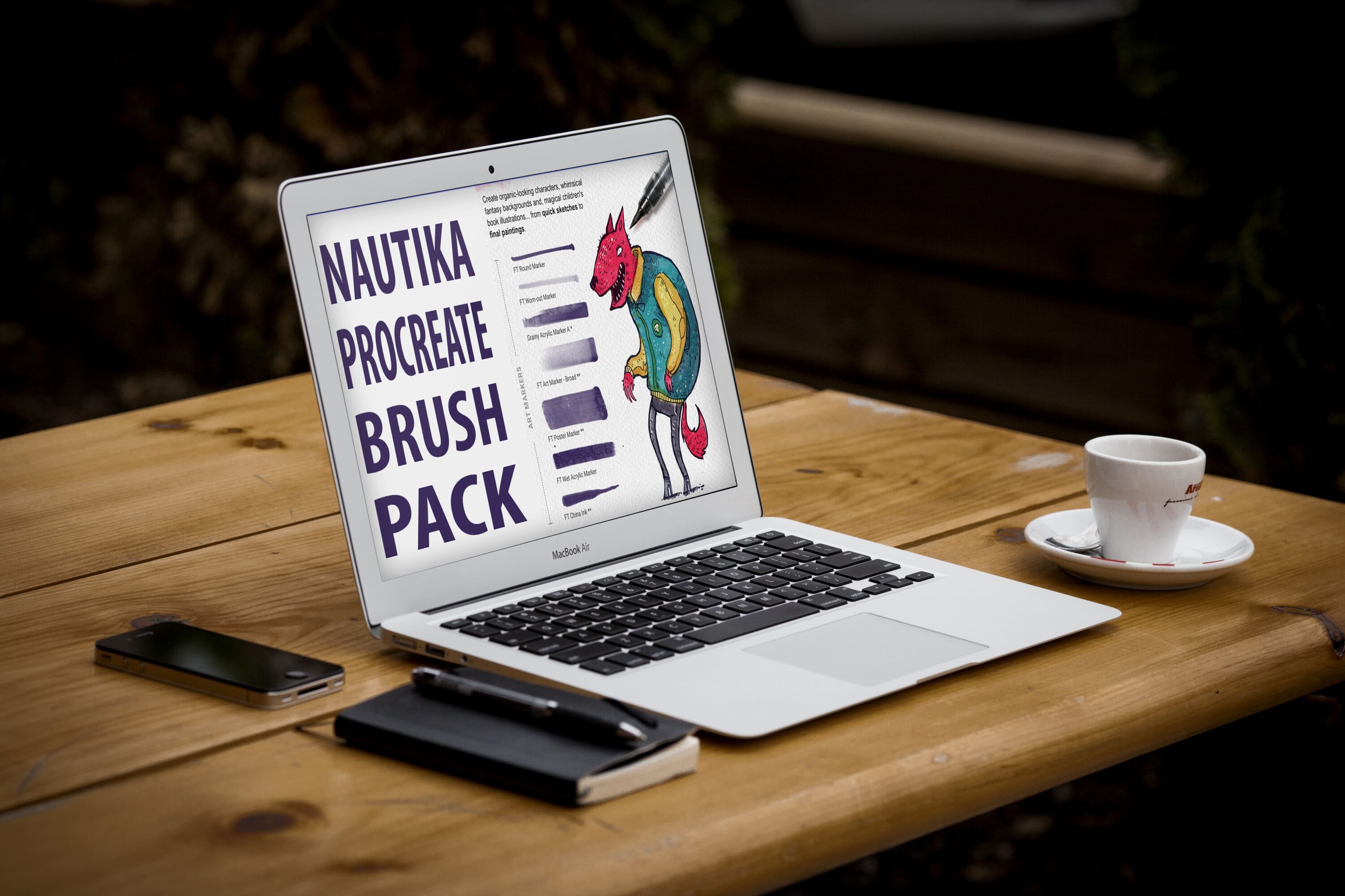 Laptop option of the Nautika Procreate Brush Pack.