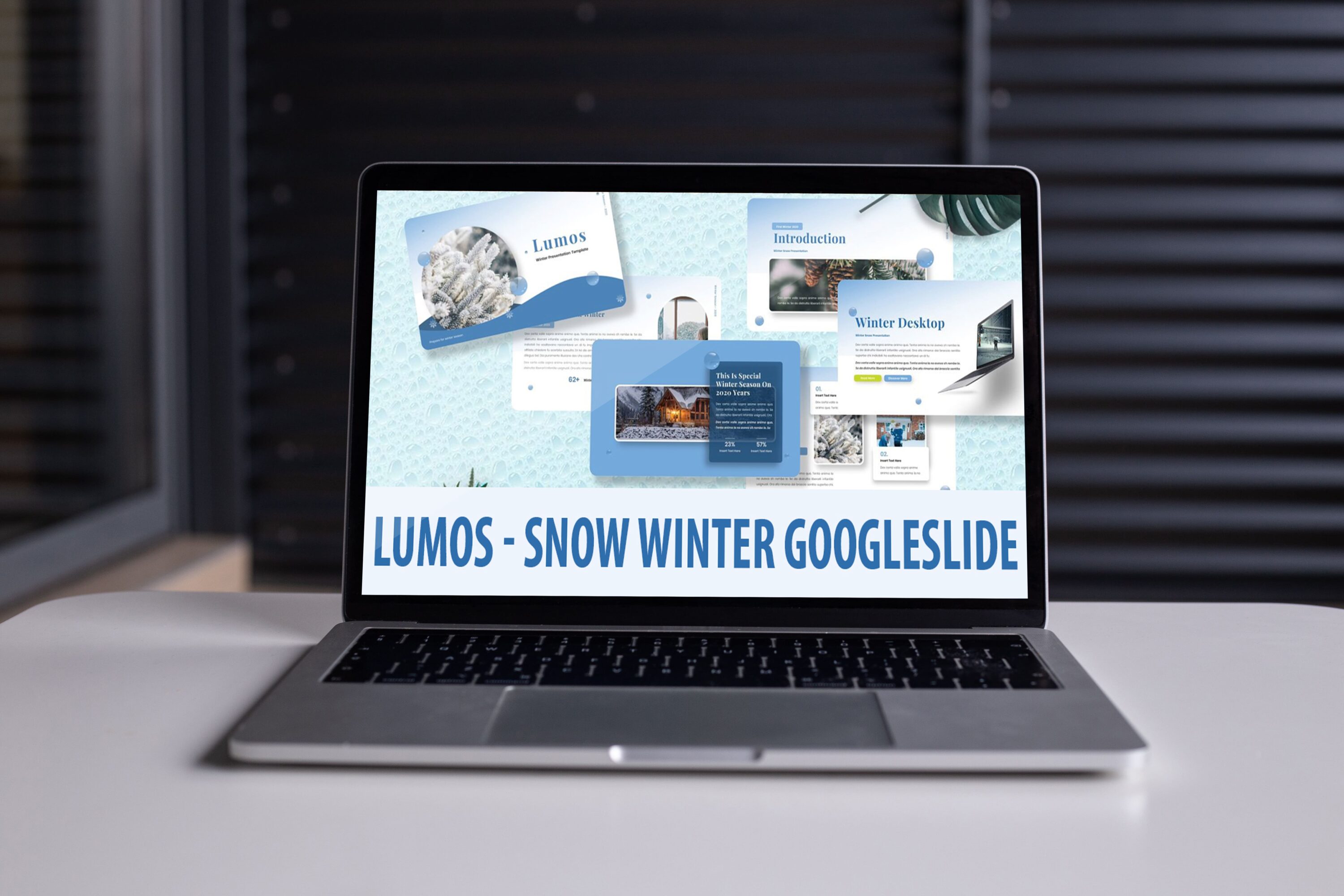 Laptop option of the Lumos - Snow Winter Googleslide.