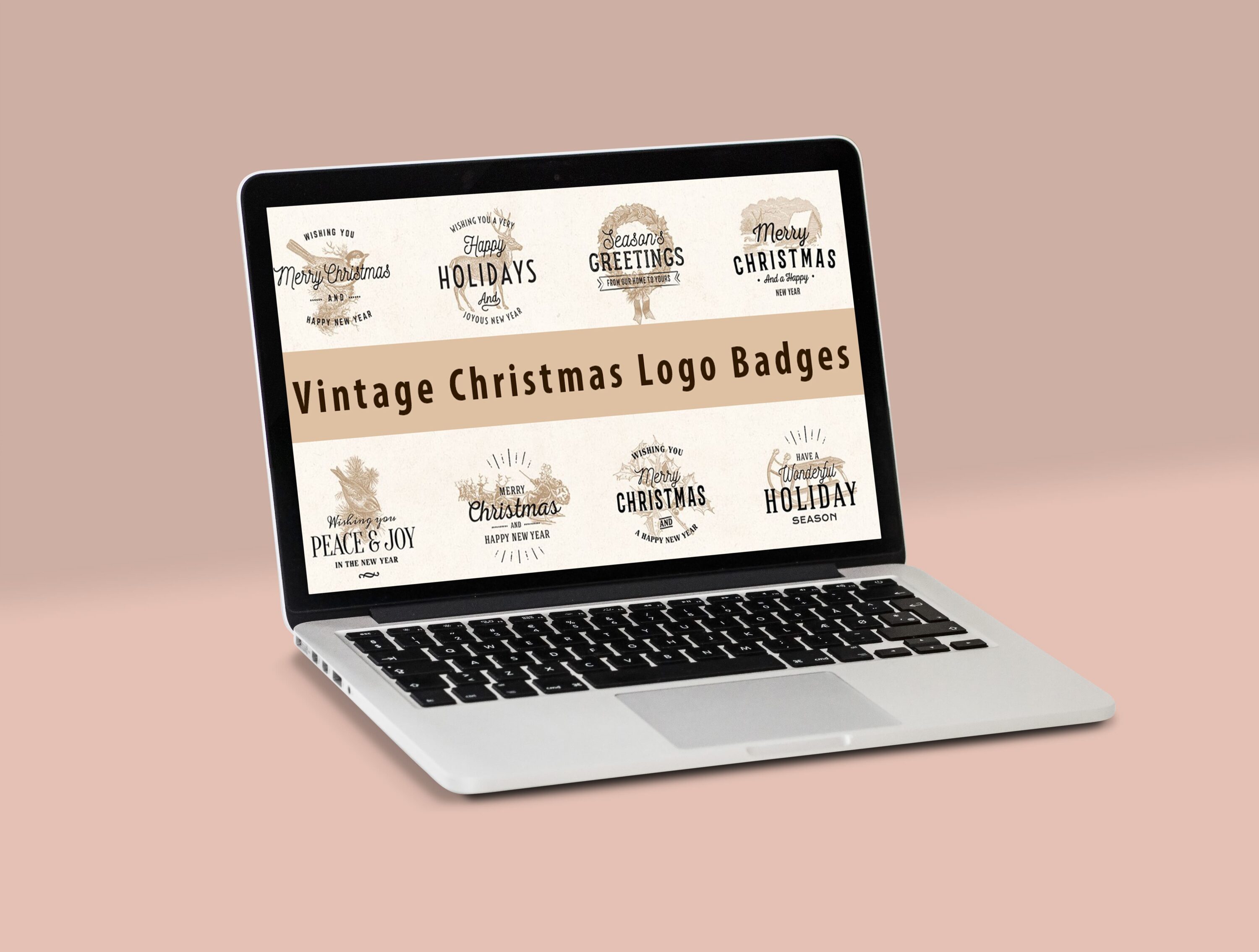 Laptop option of the Vintage Christmas Logo Badges.