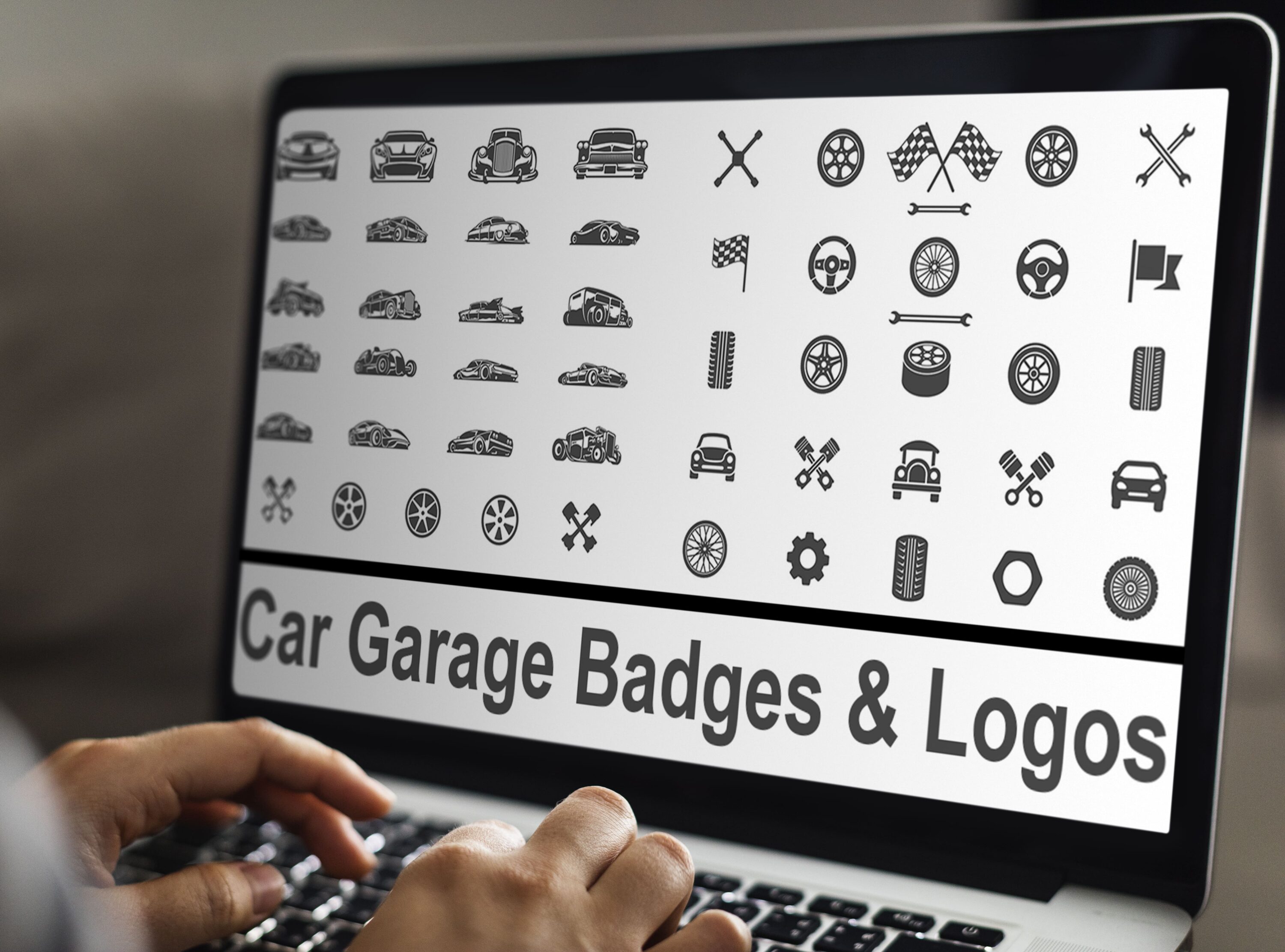 Laptop option of the Car Garage Badges & Logos.