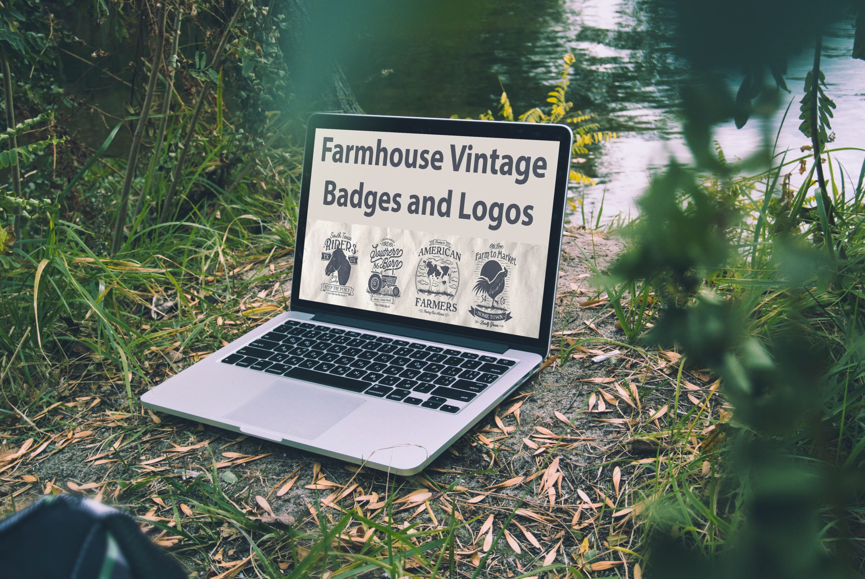 Laptop option of the Farmhouse Vintage Badges and Logos.