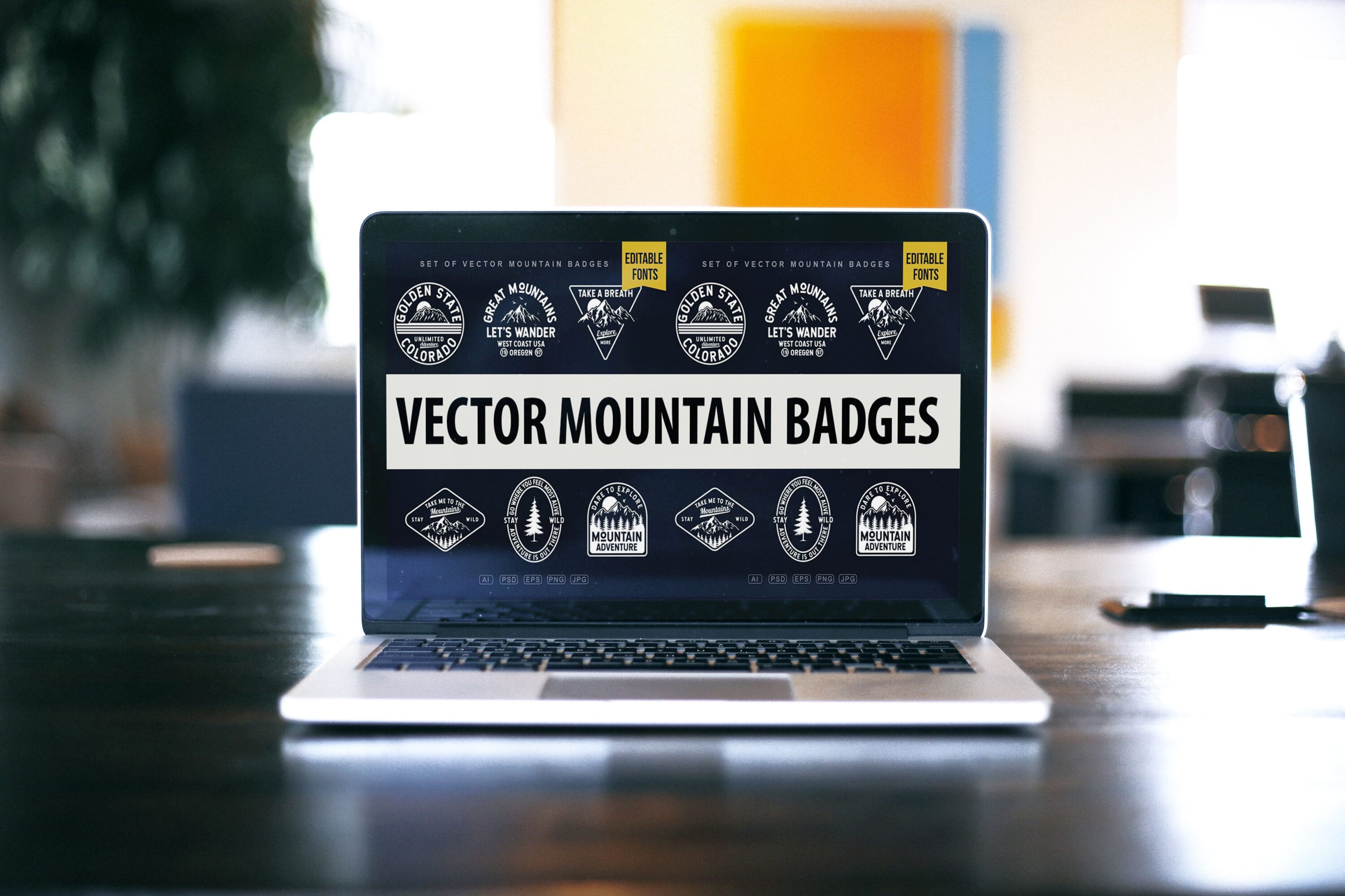 Laptop option of the Vector Mountain Badges.