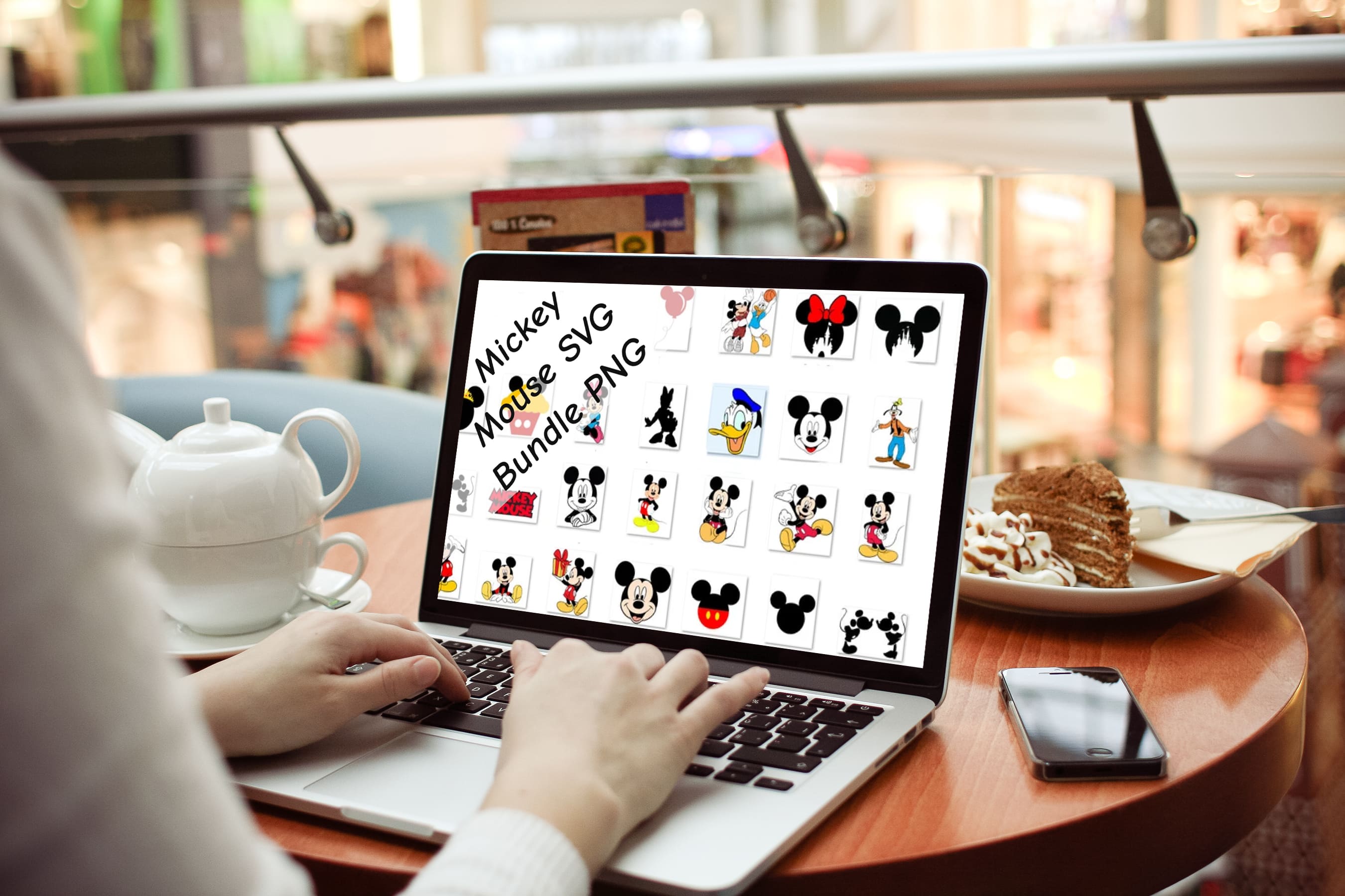 Laptop option of the Mickey Mouse SVG Bundle PNG.