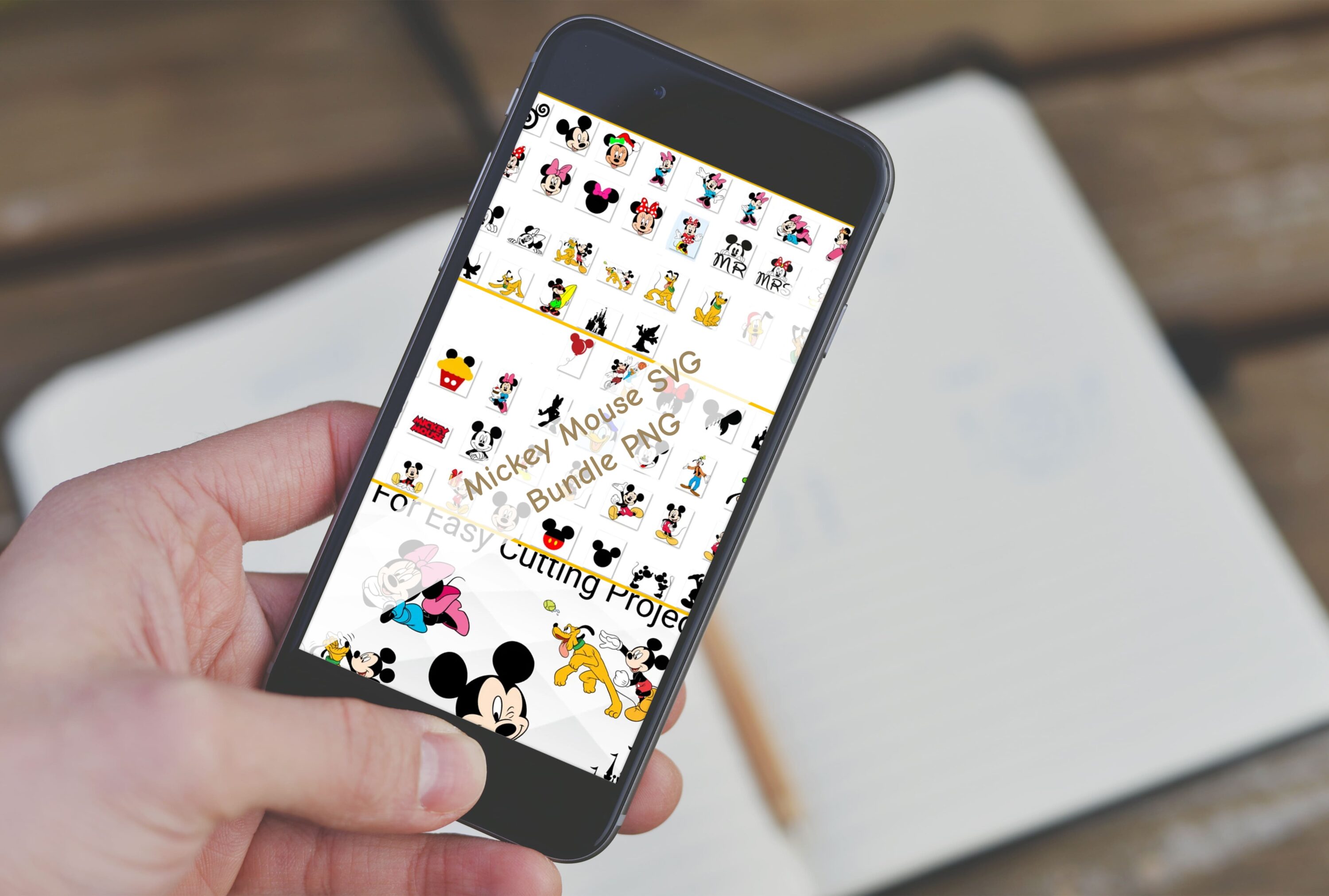 Mobile option of the Mickey Mouse SVG Bundle PNG.