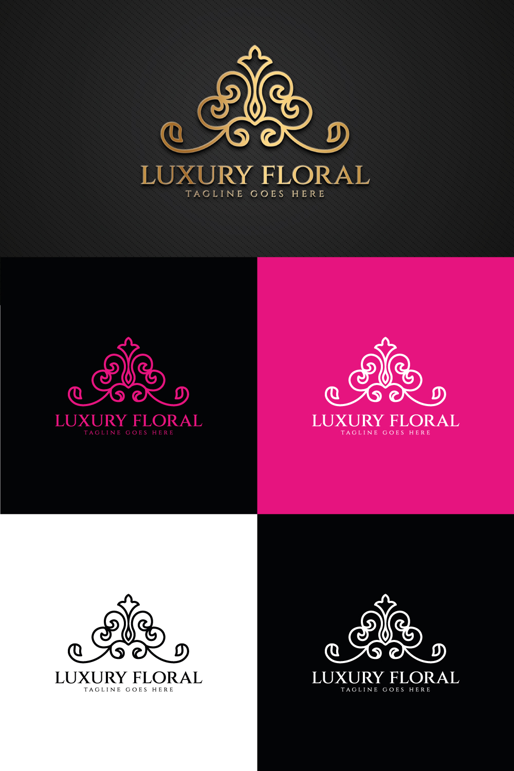 Luxury Floral Logo Design Template pinterest Image.