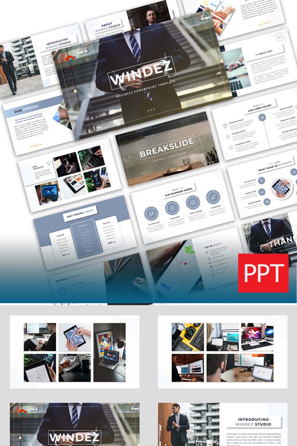 Windez Business PowerPoint Template pinterest image.