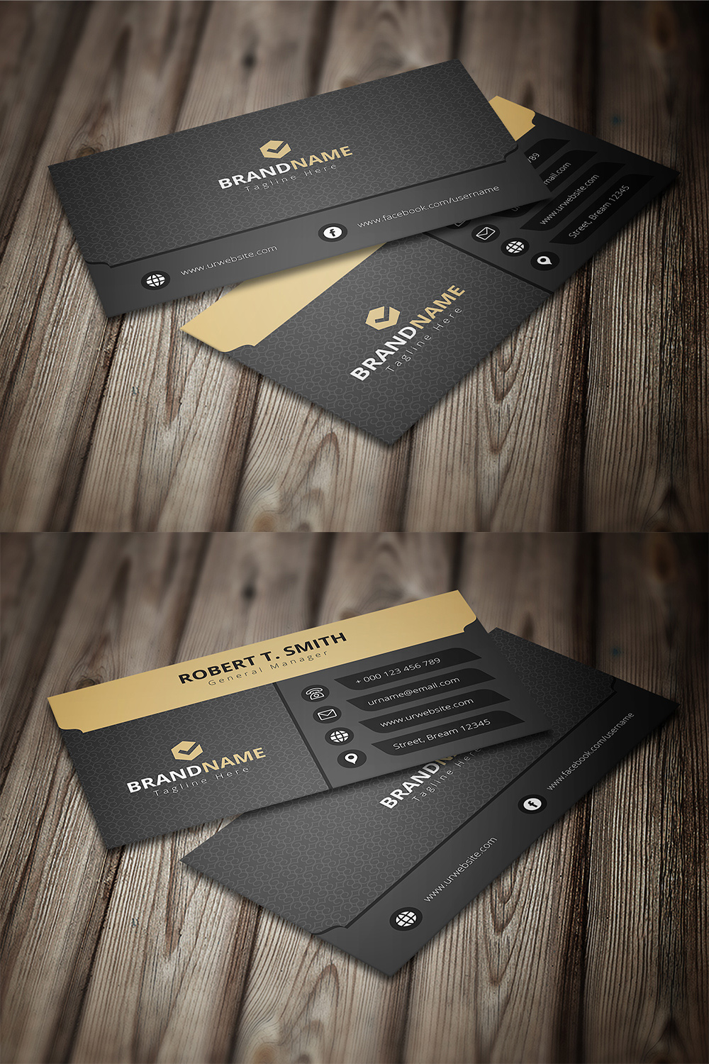 Black and gold business cards.