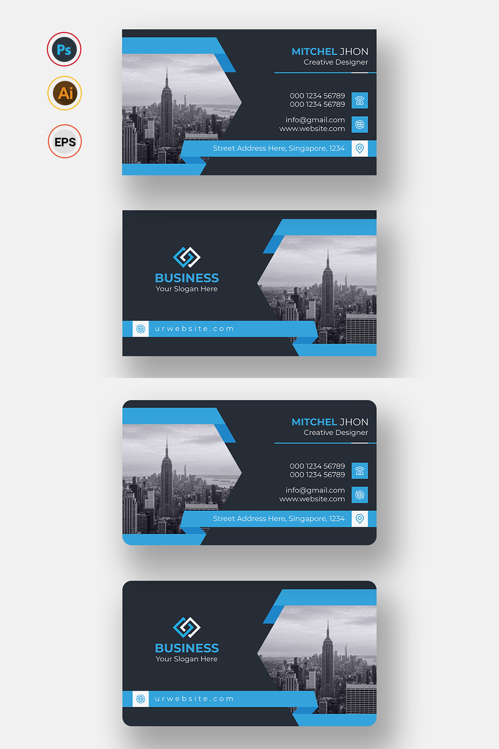 Corporate Business Card Template pinterest image.