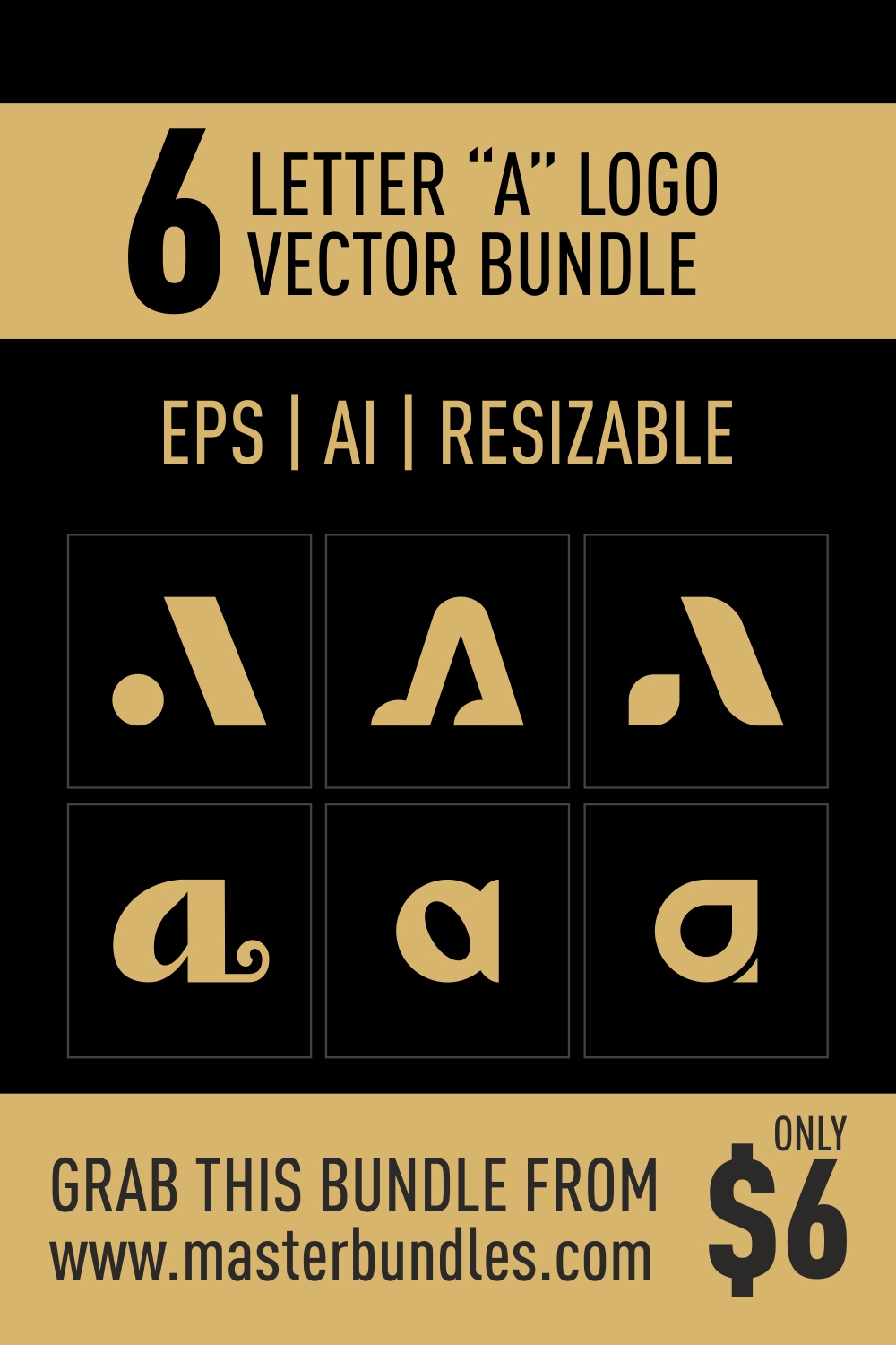 Letter "A" Logo Vector Bundle pinterest image.