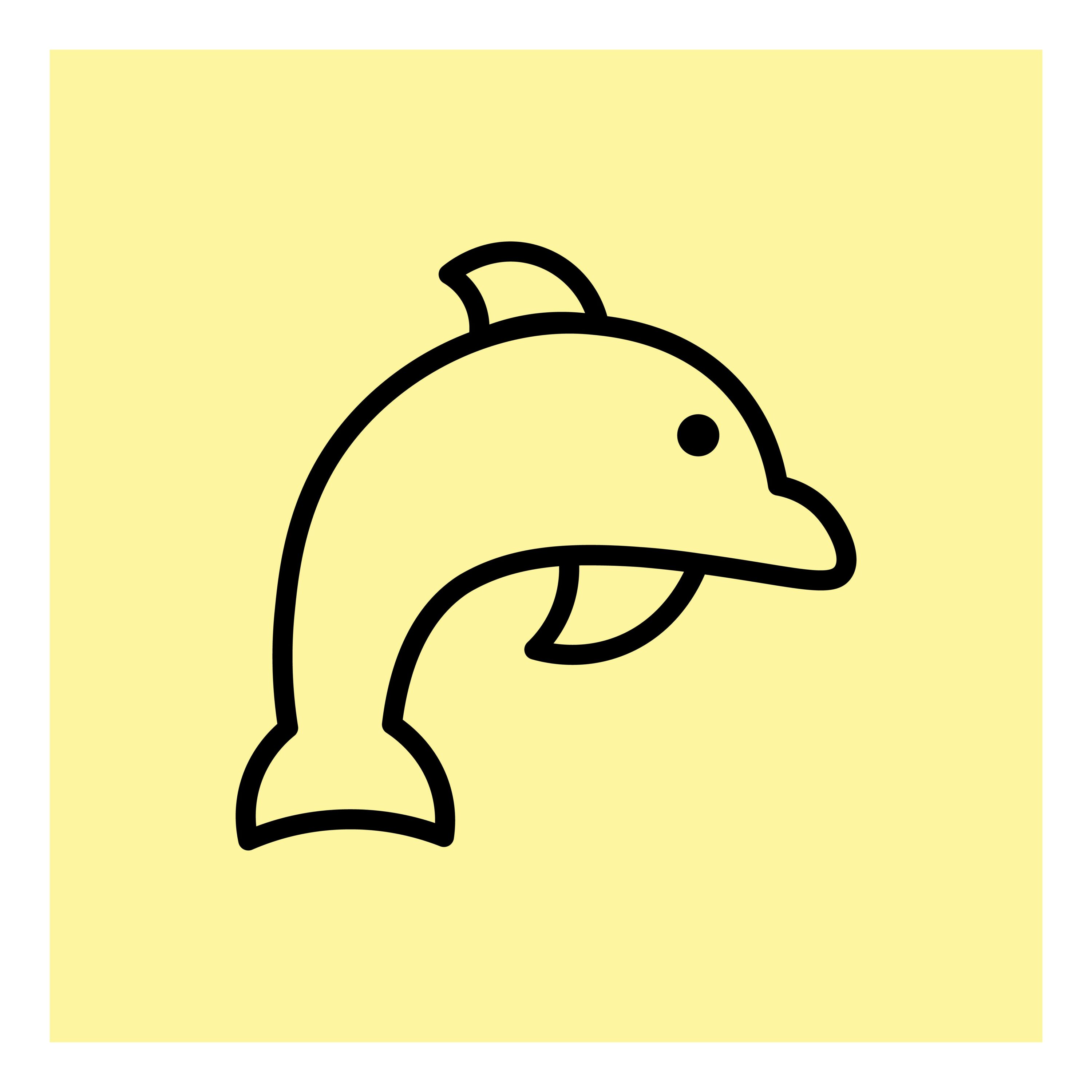Illustration icon vector graphic of 4 marine biota icon outline style fish, dolphin, turtle, and squid.