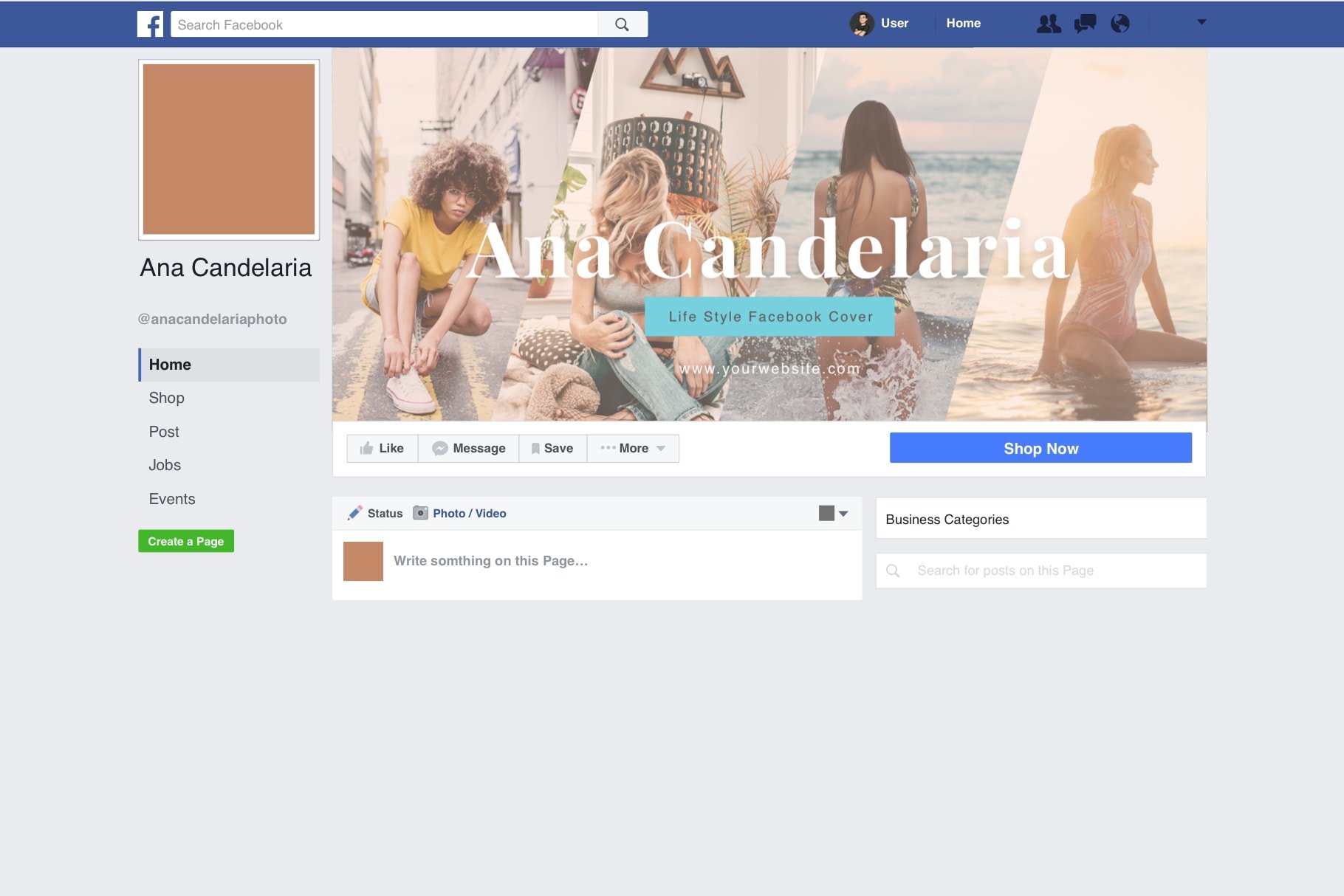 Preview Facebook account by photographer facebook cover pack.