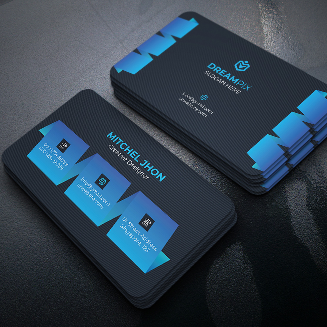 Modern And Creative Business Card Template blue.