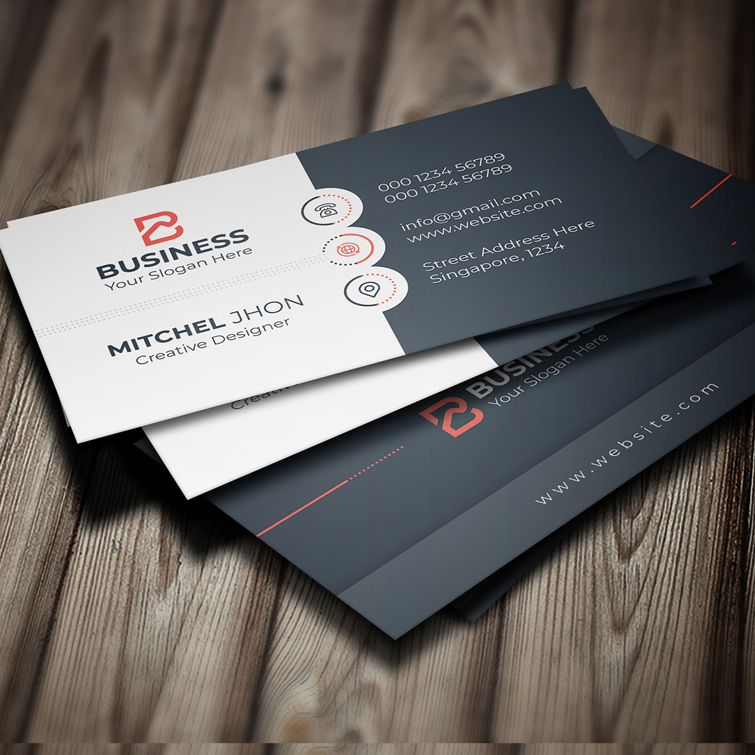 Business Card Template Only $6 with red logo.