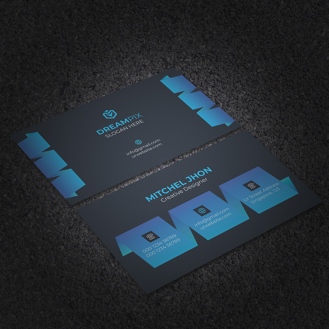Modern And Creative Business Card Template blue cover image.