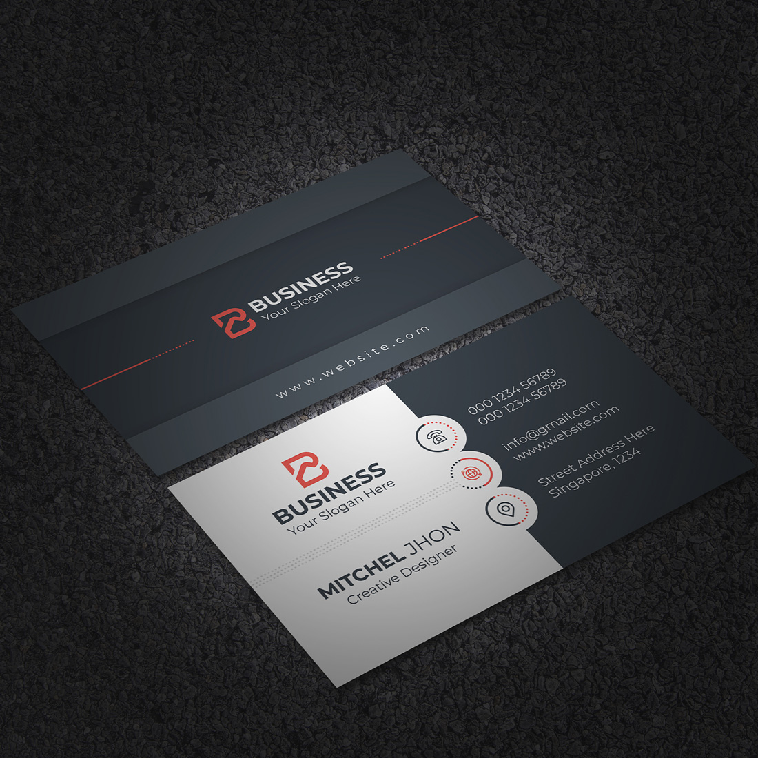 Business Card Template Only $6 in the dark with red logo.