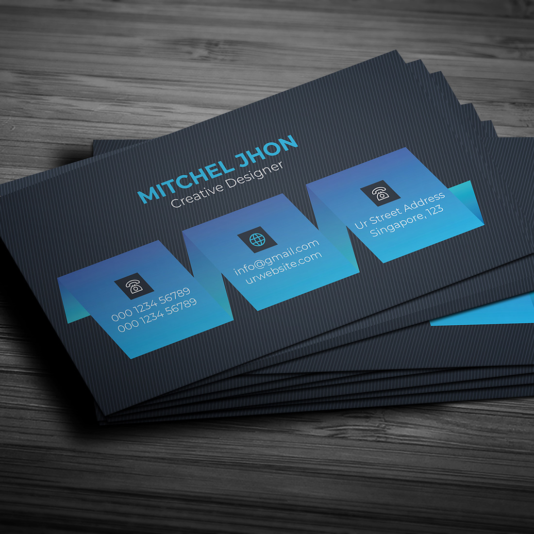 Modern And Creative Business Card Template blue preview image.