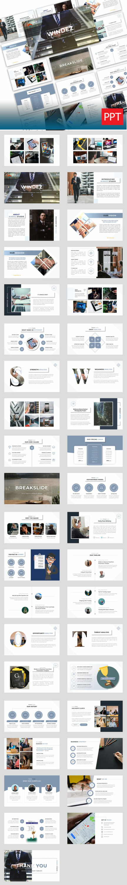Windez Business PowerPoint Template preview media.