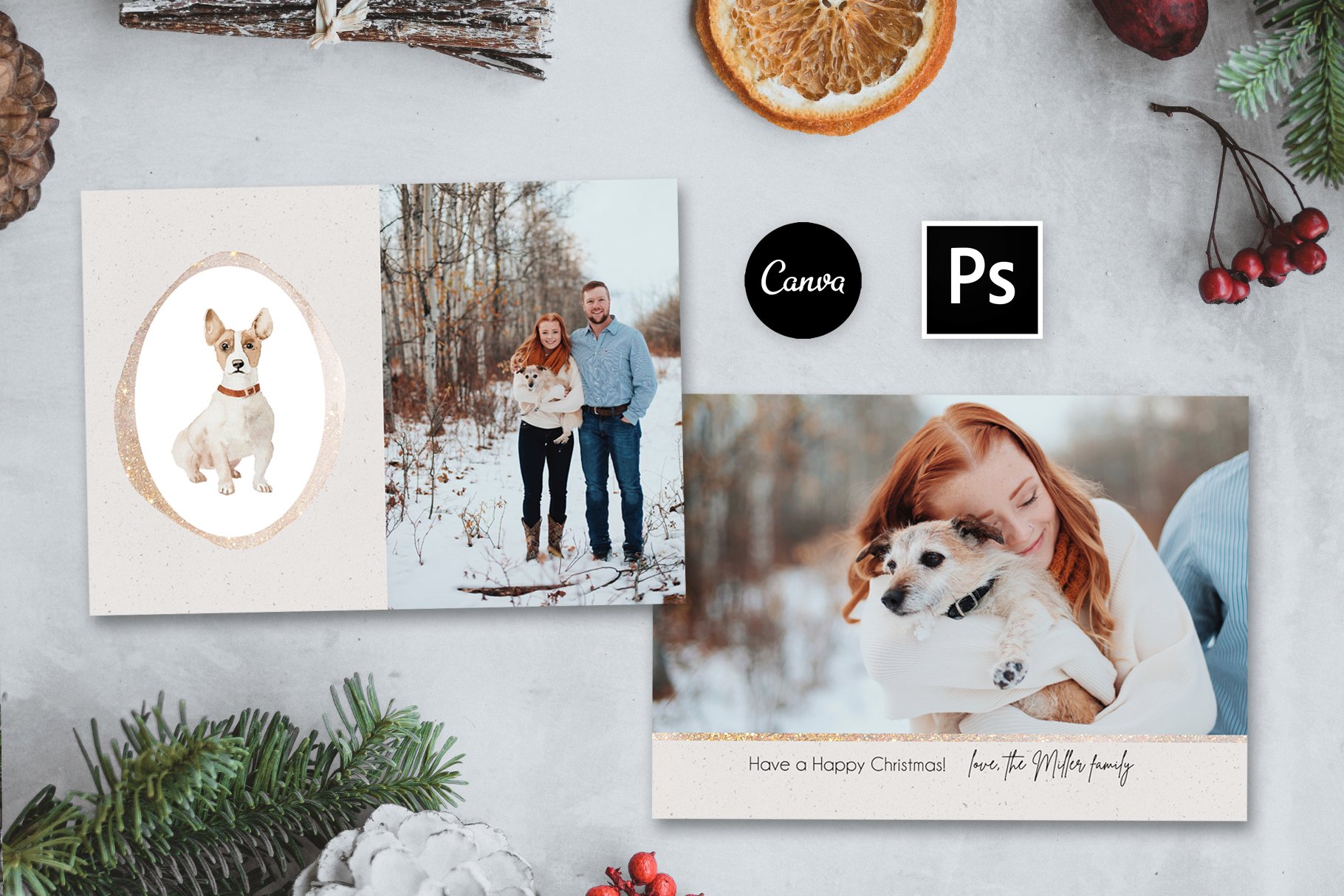 You can mix your photo and photo your pets on the greeting card.