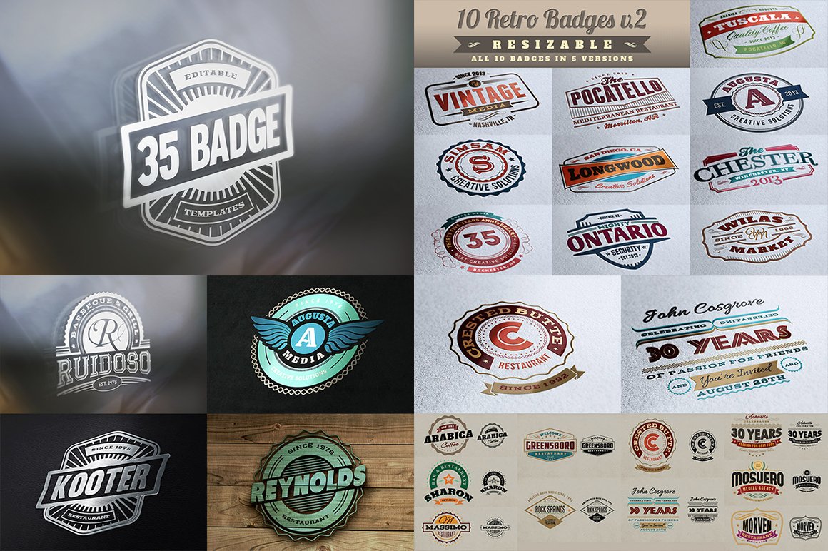 This is a big badge package with logos in different style.