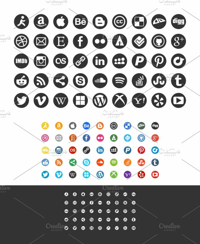 Round Social Media Icon Set – MasterBundles