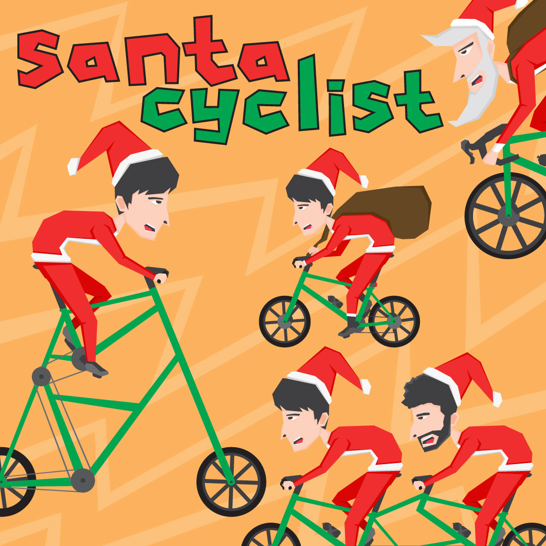 Cute Santa Claus Riding Bike cover image.