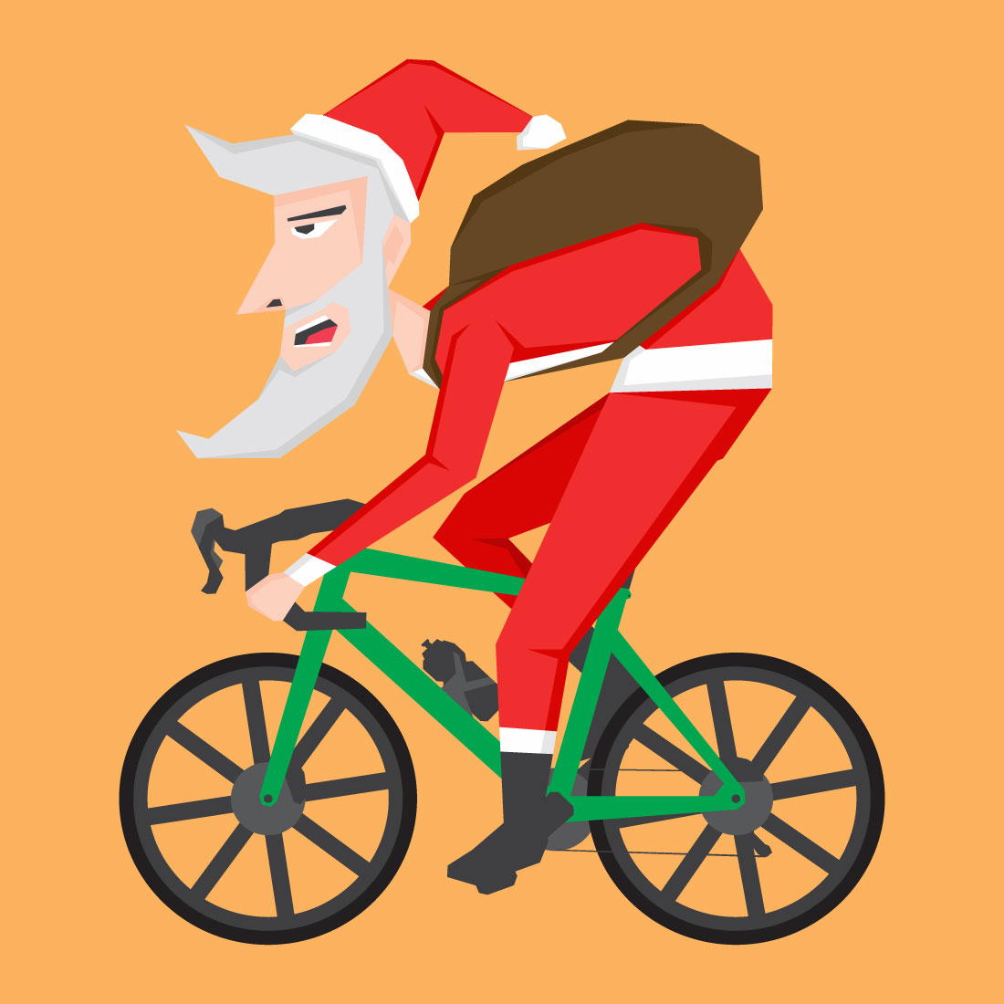 Cute Santa Claus Riding Bike pinterets image.