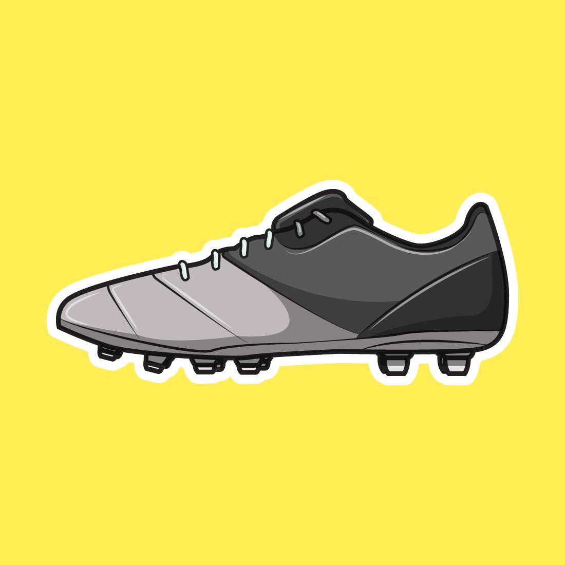 Uniquely made up soccer shoes in grey and black colors.