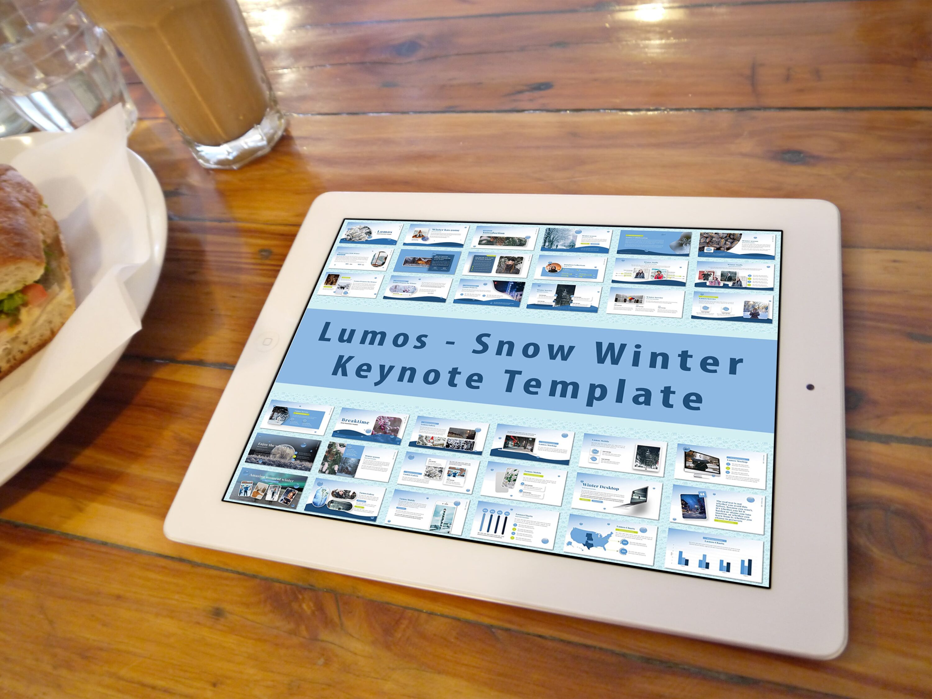 Tablet option of the Lumos - Snow Winter Keynote Template.