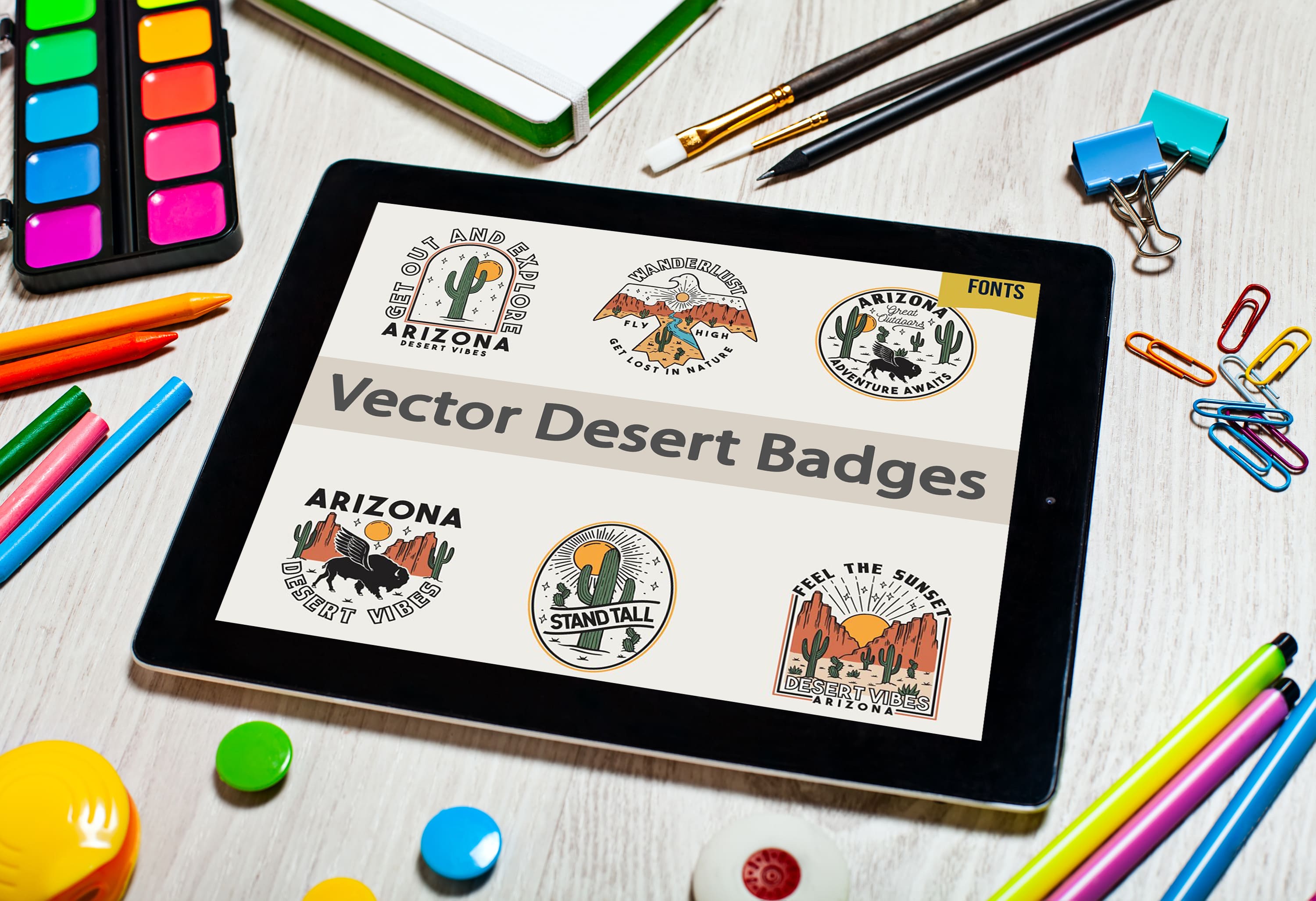 Tablet option of the Vector Desert Badges.