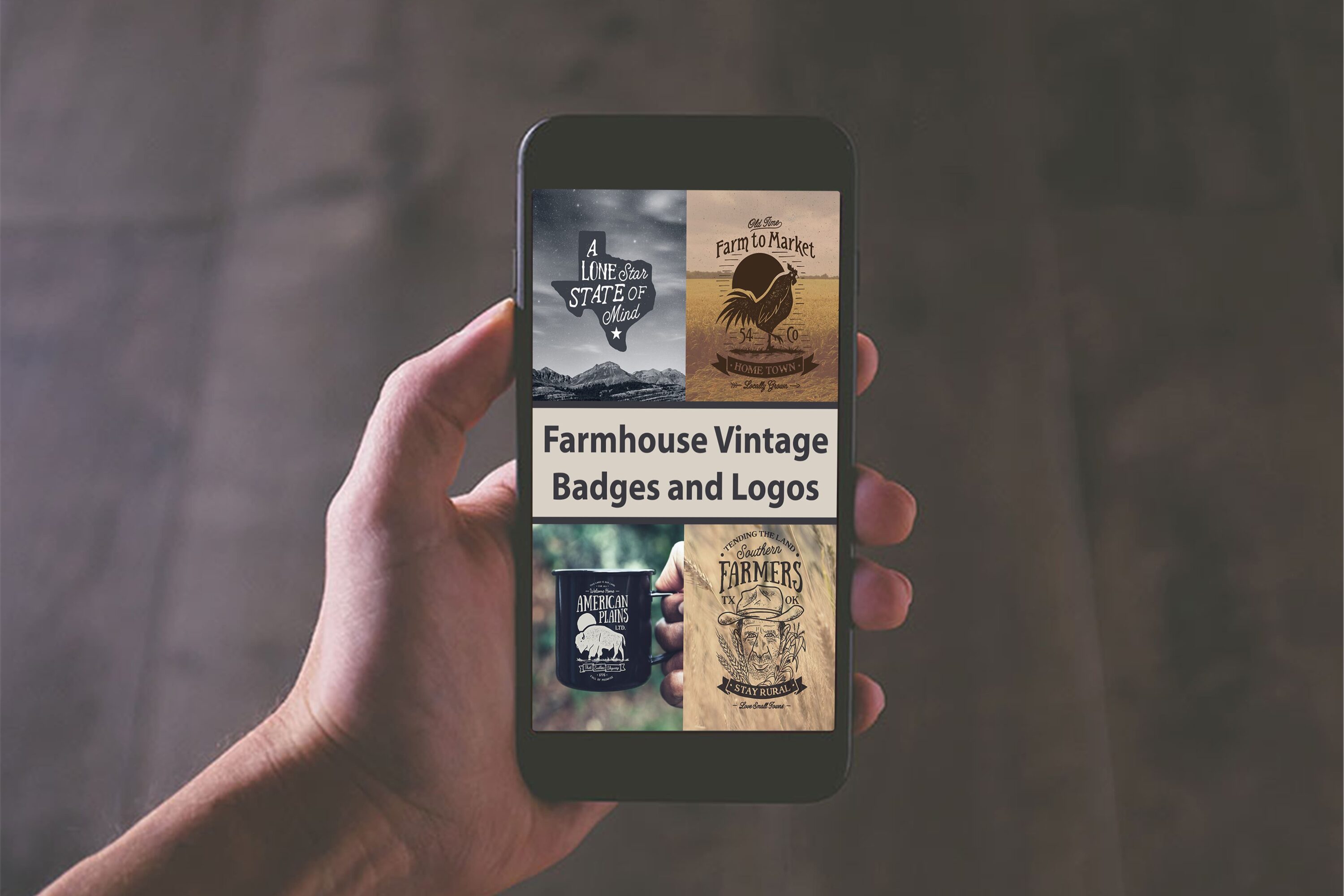 Mobile option of the Farmhouse Vintage Badges and Logos.