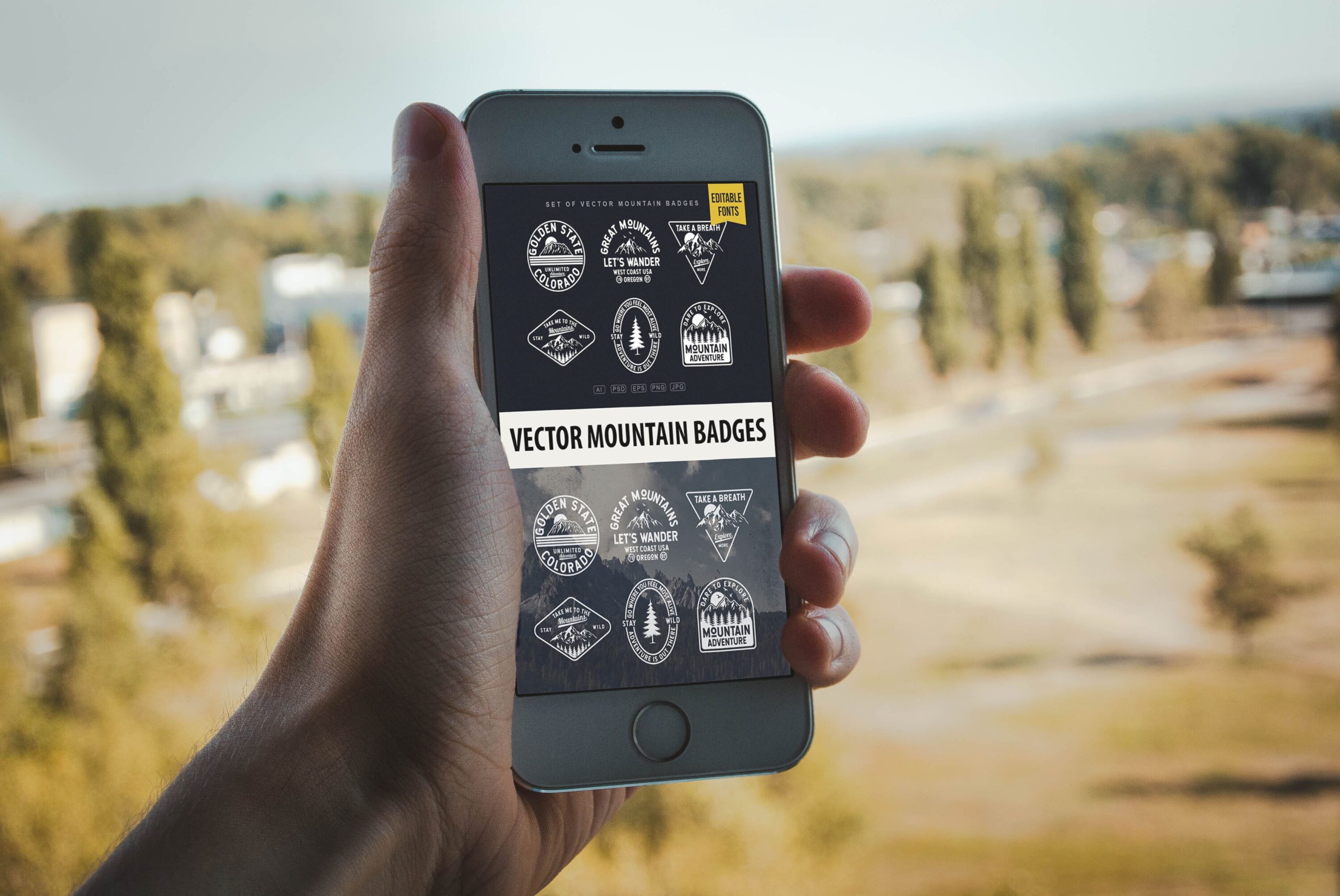 Mobile option of the Vector Mountain Badges.