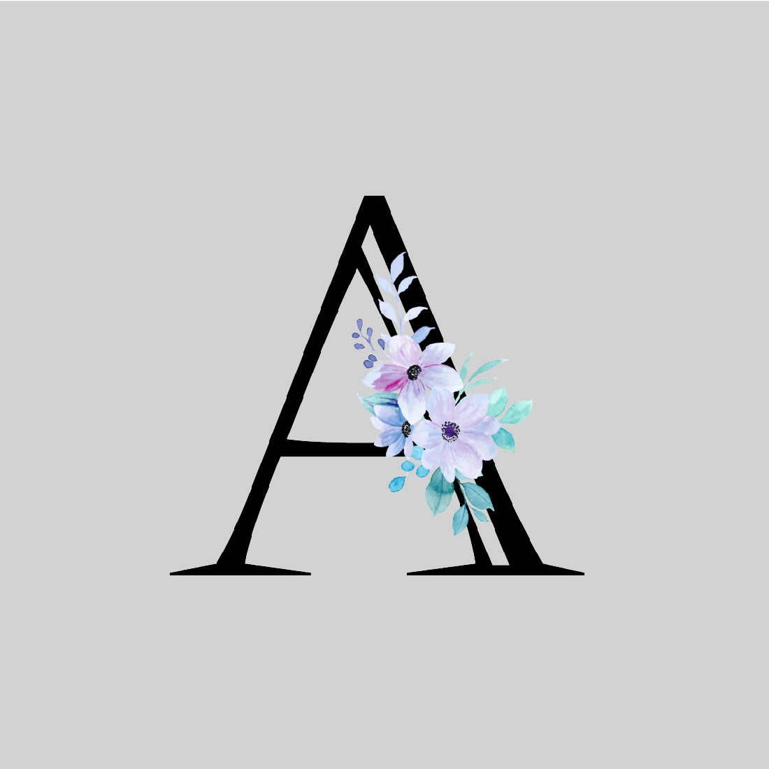 5 Floral Alphabet A Graphics.