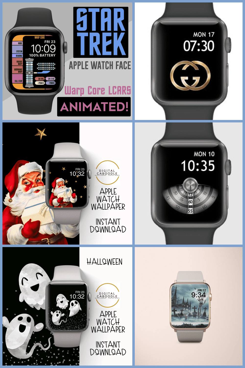 Collage with best apple watch faces for pinterest.