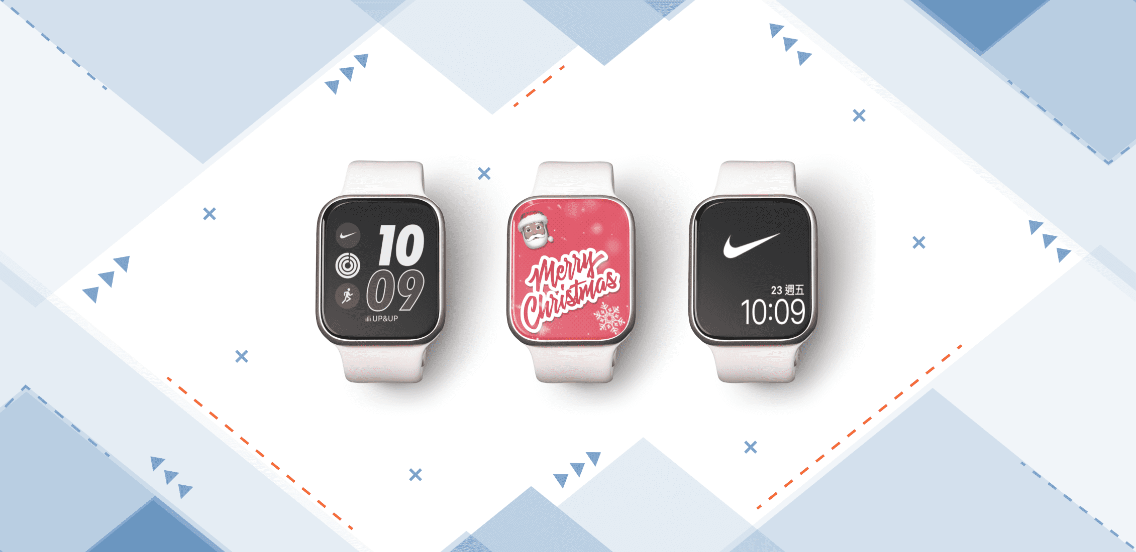 Three Apple watch with different faces.