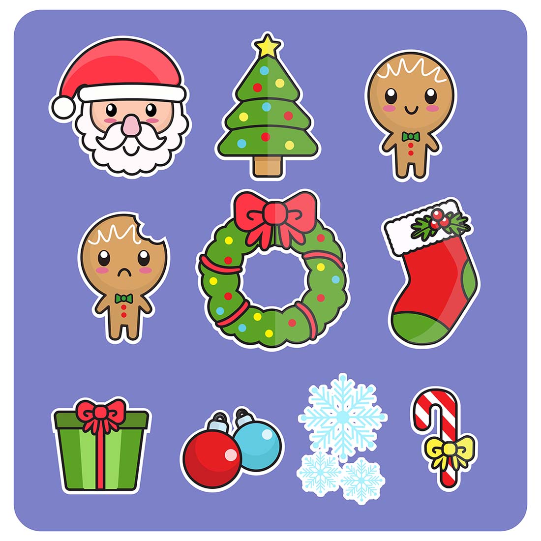 Illustration vector graphic of 10 cute Christmas sticker designs.
