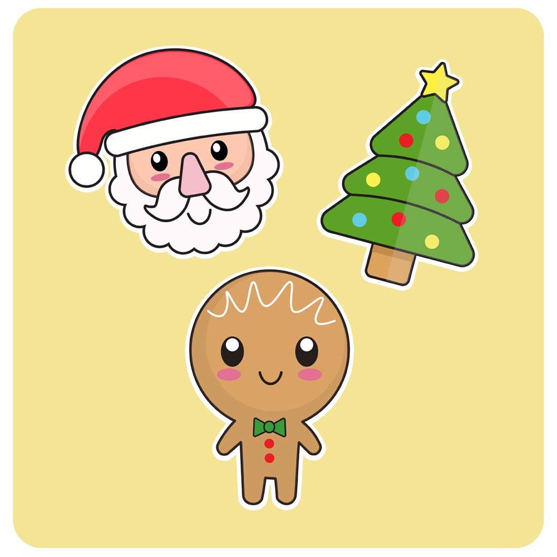 Cute Christmas Sticker Designs.